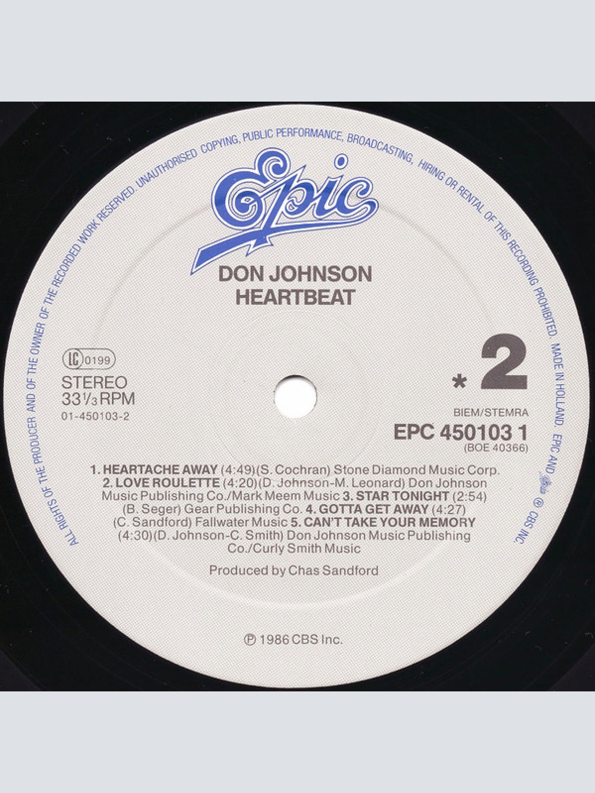 Vinyl / Don Johnson - Heartbeat