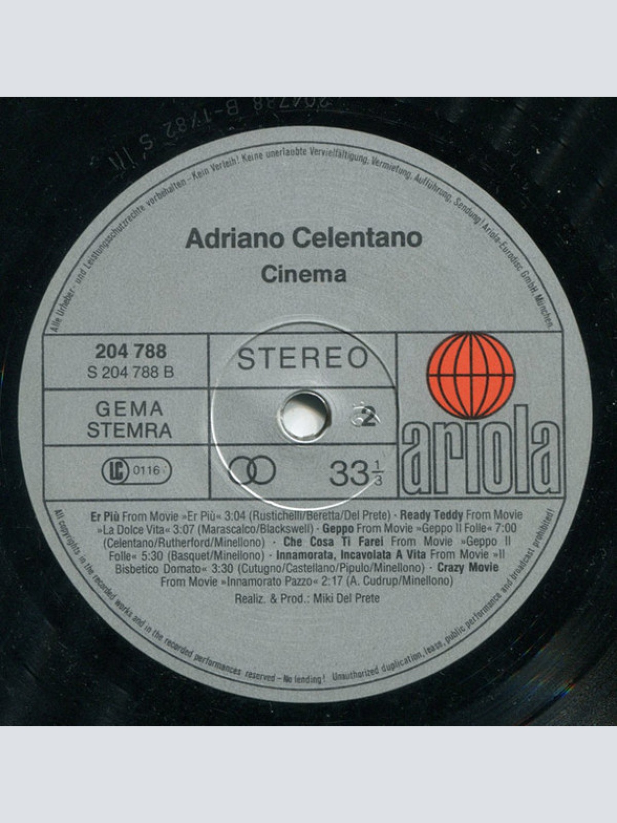 Vinyl / Adriano Celentano - Cinema