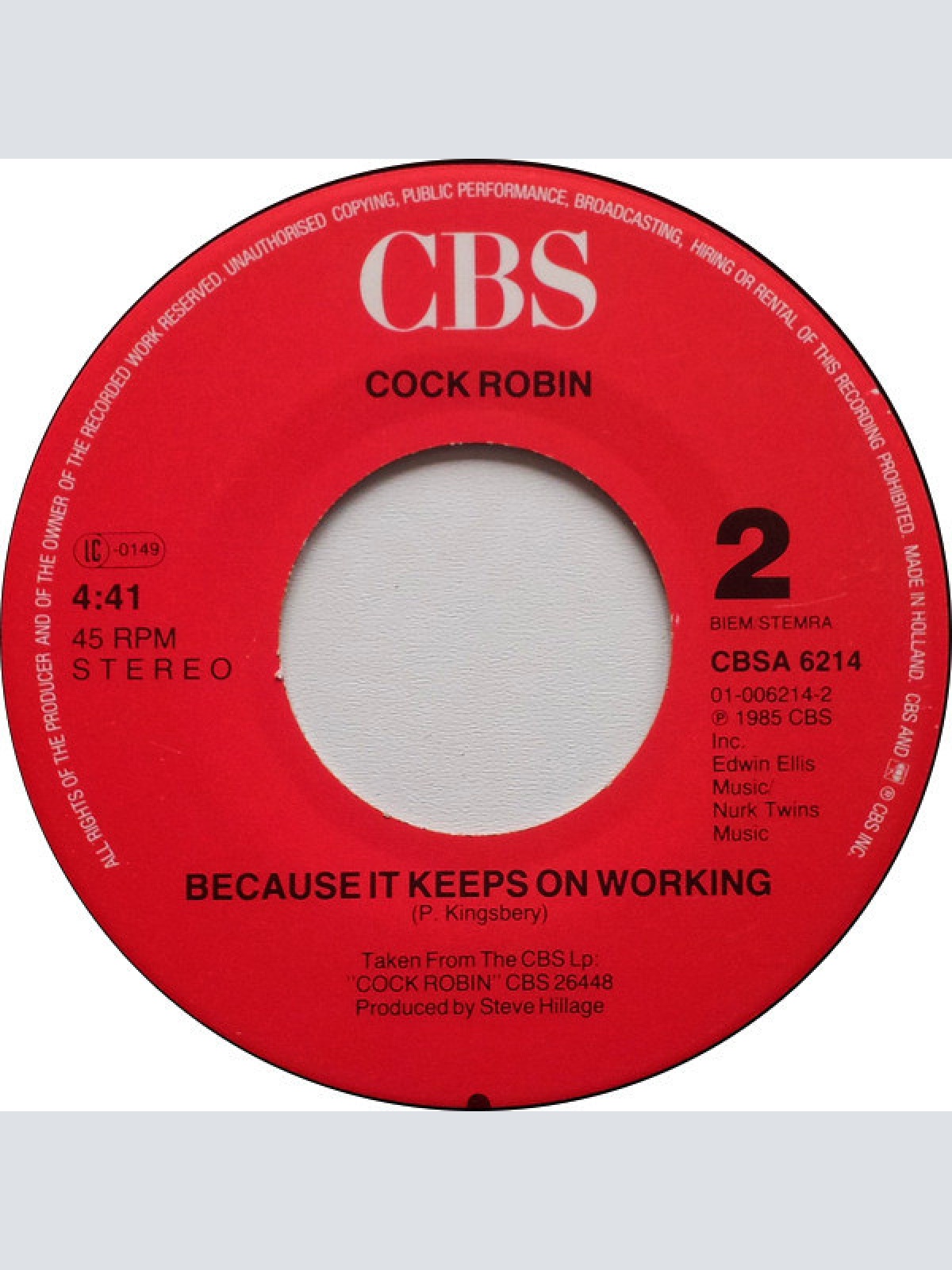 Vinyl / Cock Robin - When Your Heart Is Weak