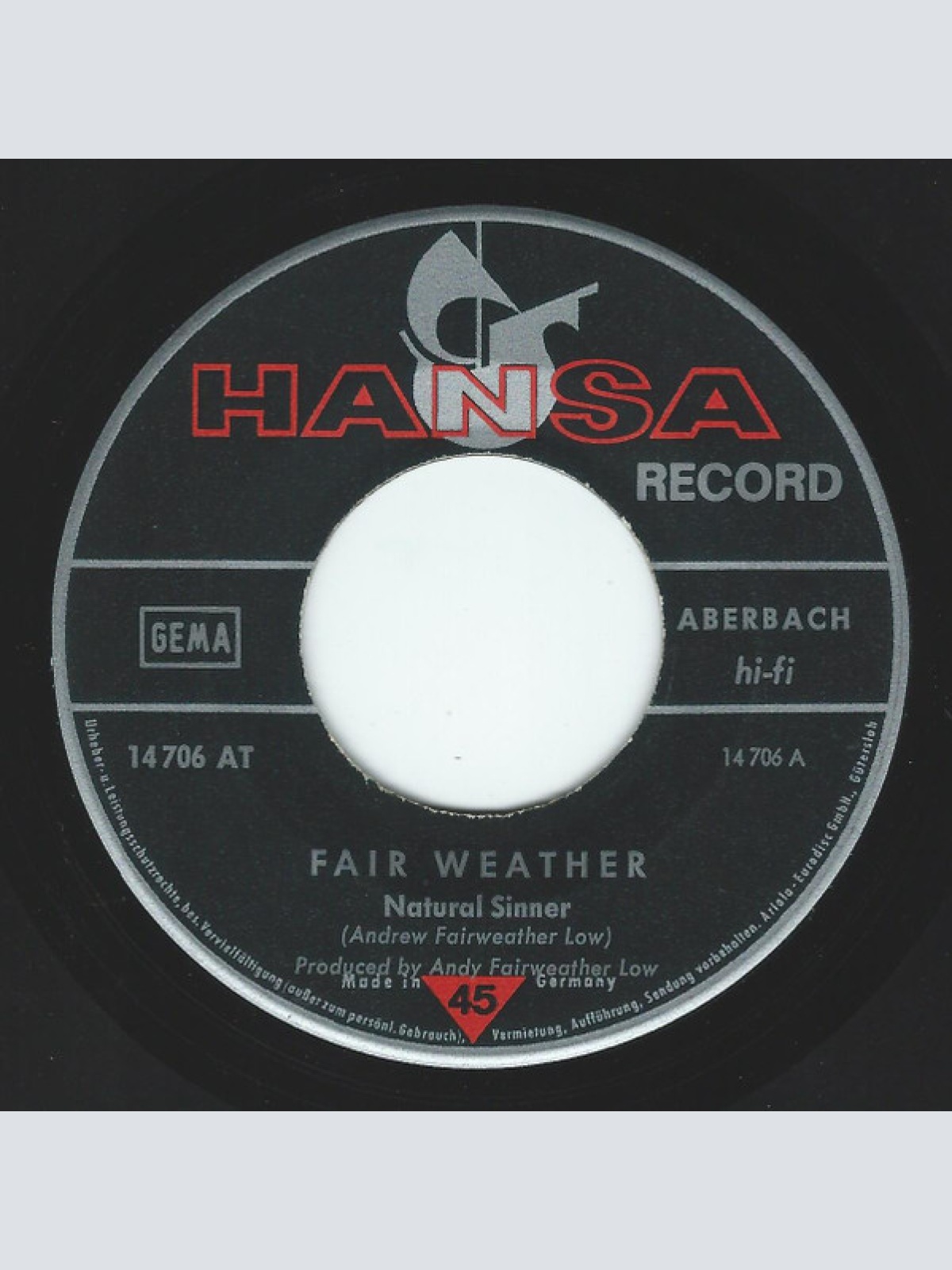 Vinyl / Fair Weather - Natural Sinner