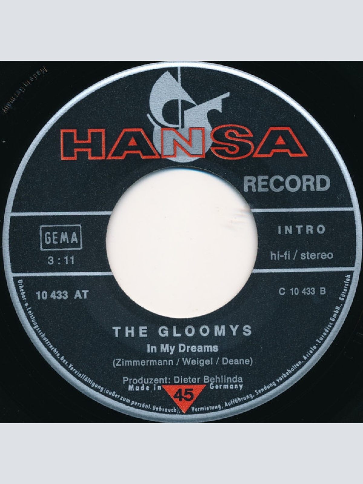 Vinyl / The Gloomys - Pretty Jane / In My Dreams