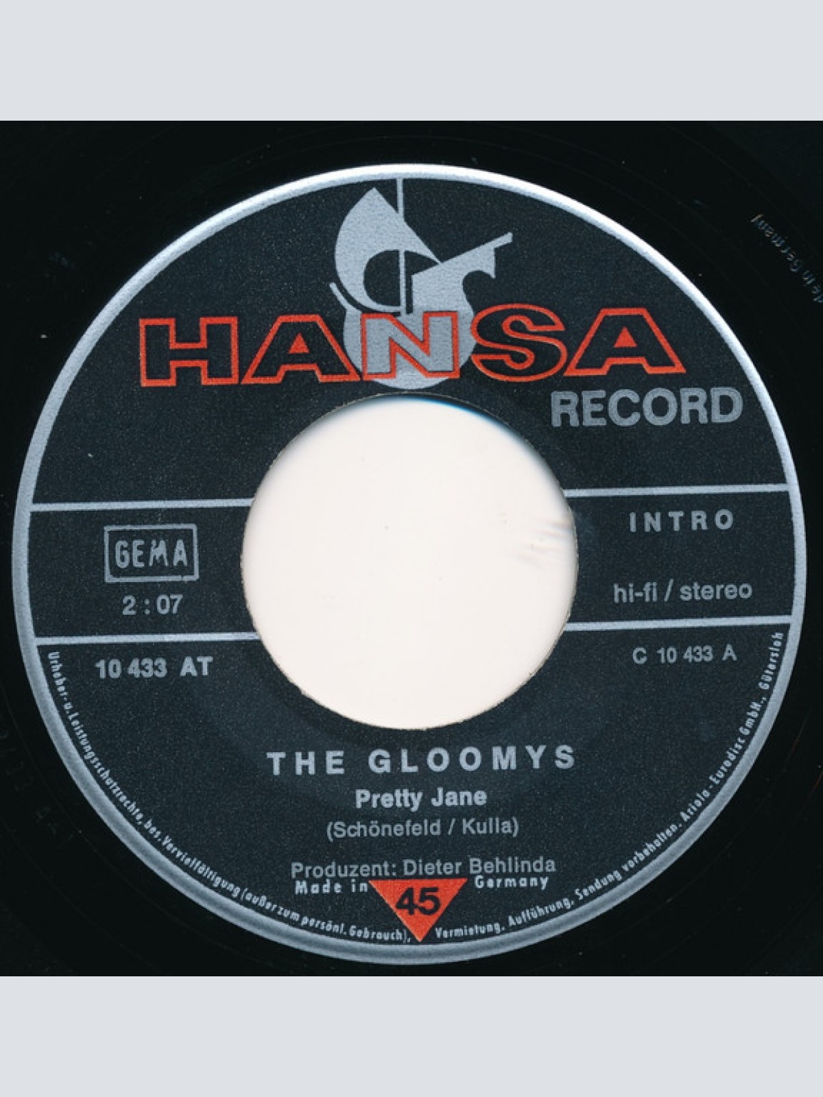 Vinyl / The Gloomys - Pretty Jane / In My Dreams