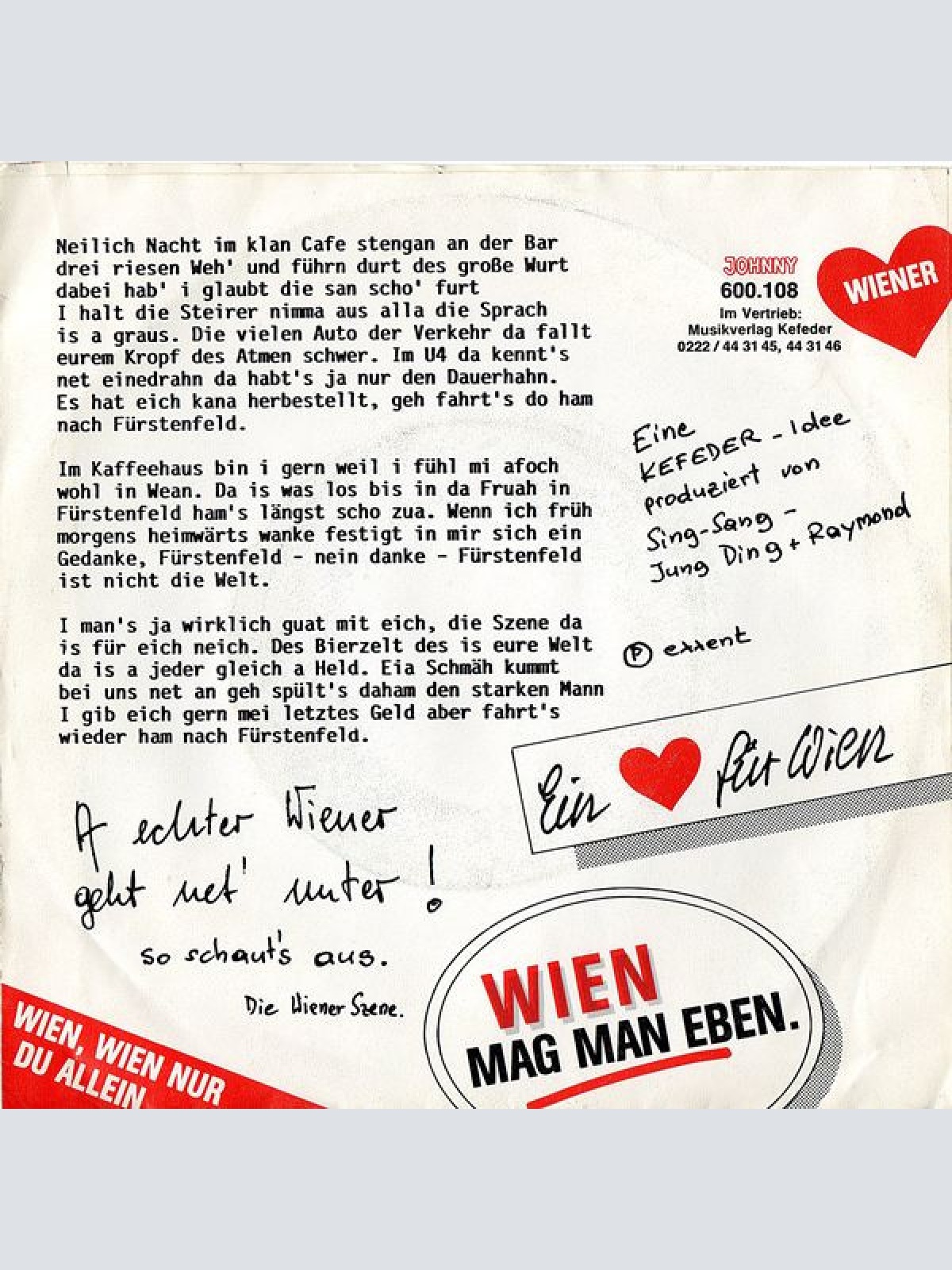 Vinyl / Pipsi Und Die Wiener Herzen* - Fürstenfeld - Nein Danke