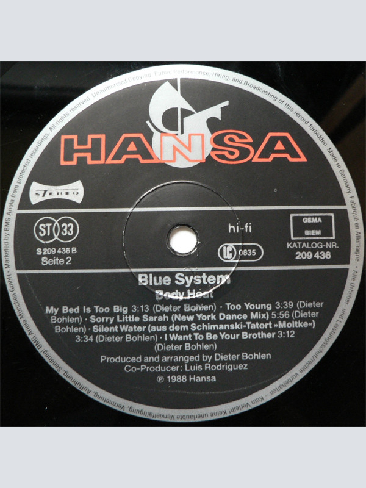 Vinyl / Blue System - Body Heat
