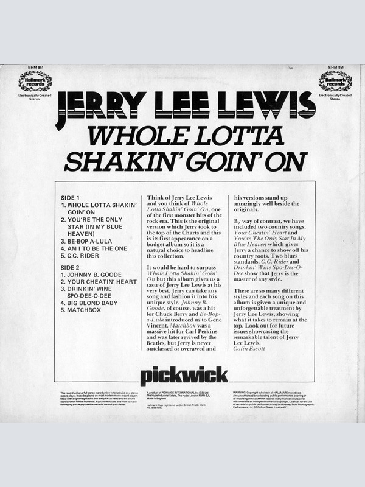 Vinyl / Jerry Lee Lewis - Whole Lotta Shakin' Goin' On