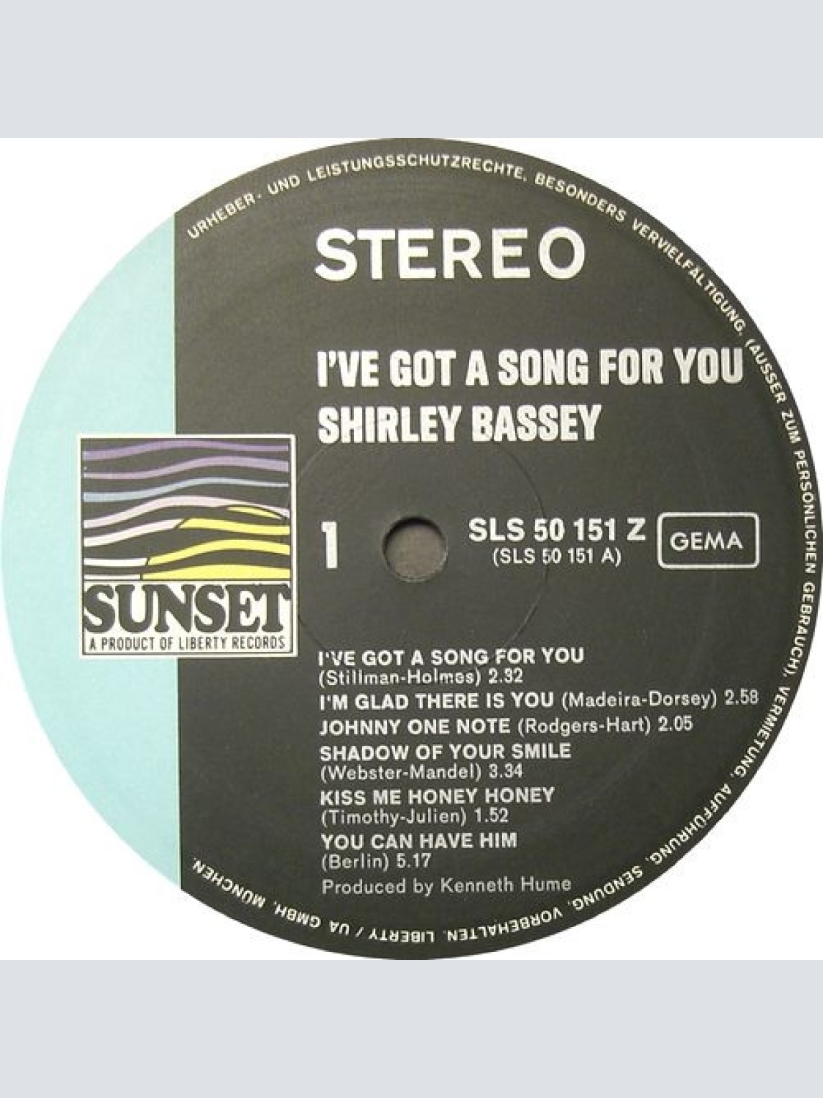 Vinyl / Shirley Bassey - I've Got A Song For You