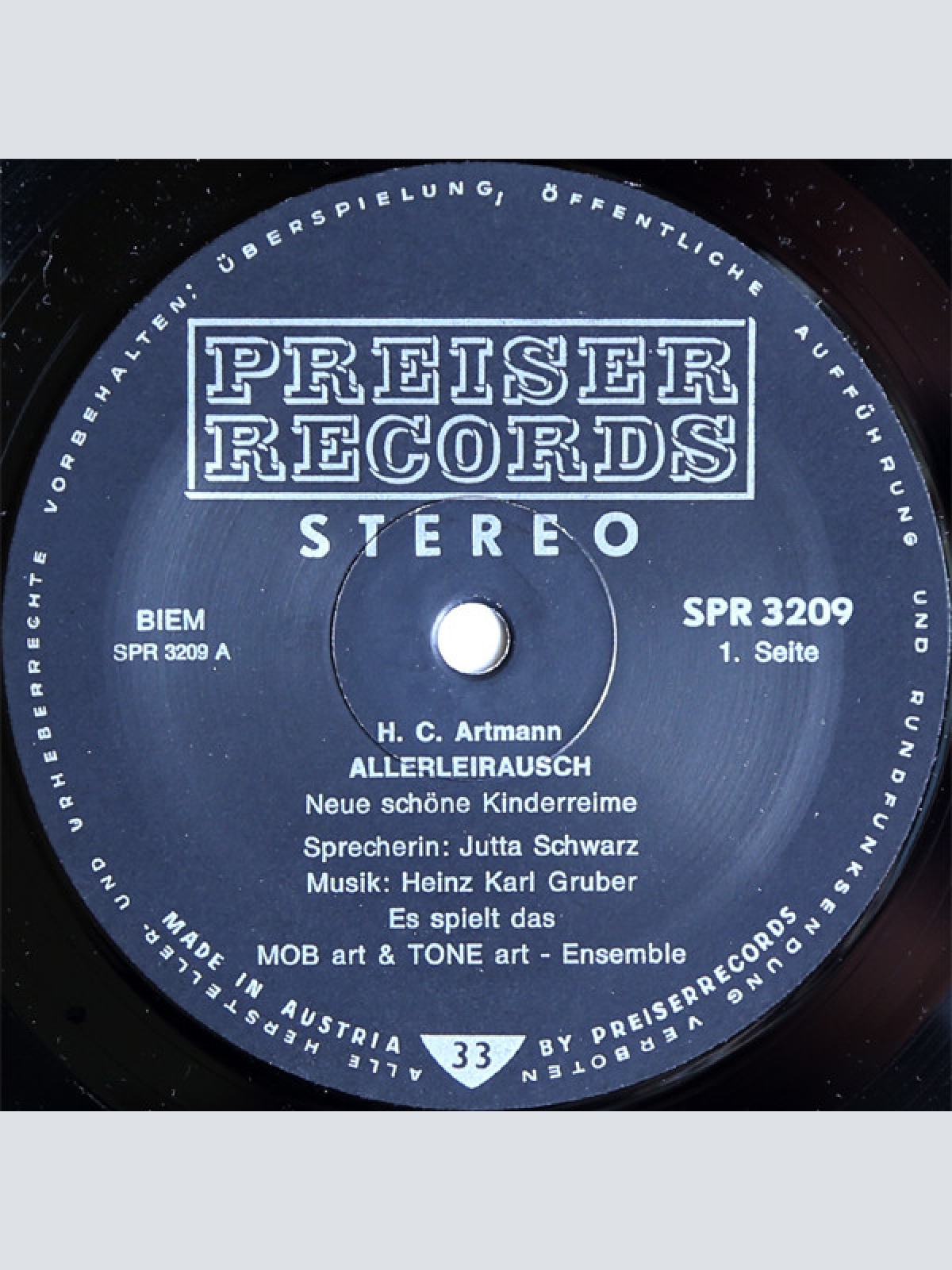 Vinyl / Jutta Schwarz, H.C. Artmann, MOB Art & Tone Art Ensemble - Allerleirausch - For Fans Only / Jutta Schwarz Liest Märchen Und Gedichte Von H.C. Artmann