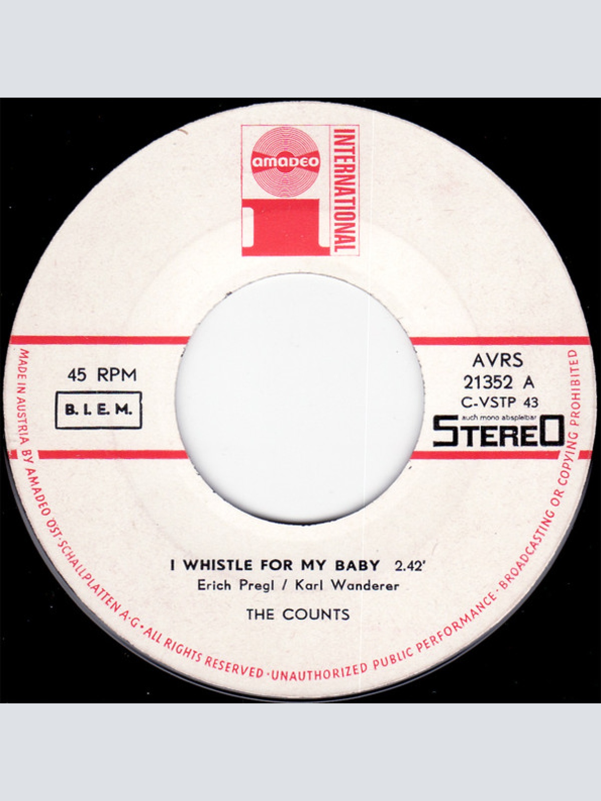 Vinyl / The Counts (6) - I Whistle For My Baby