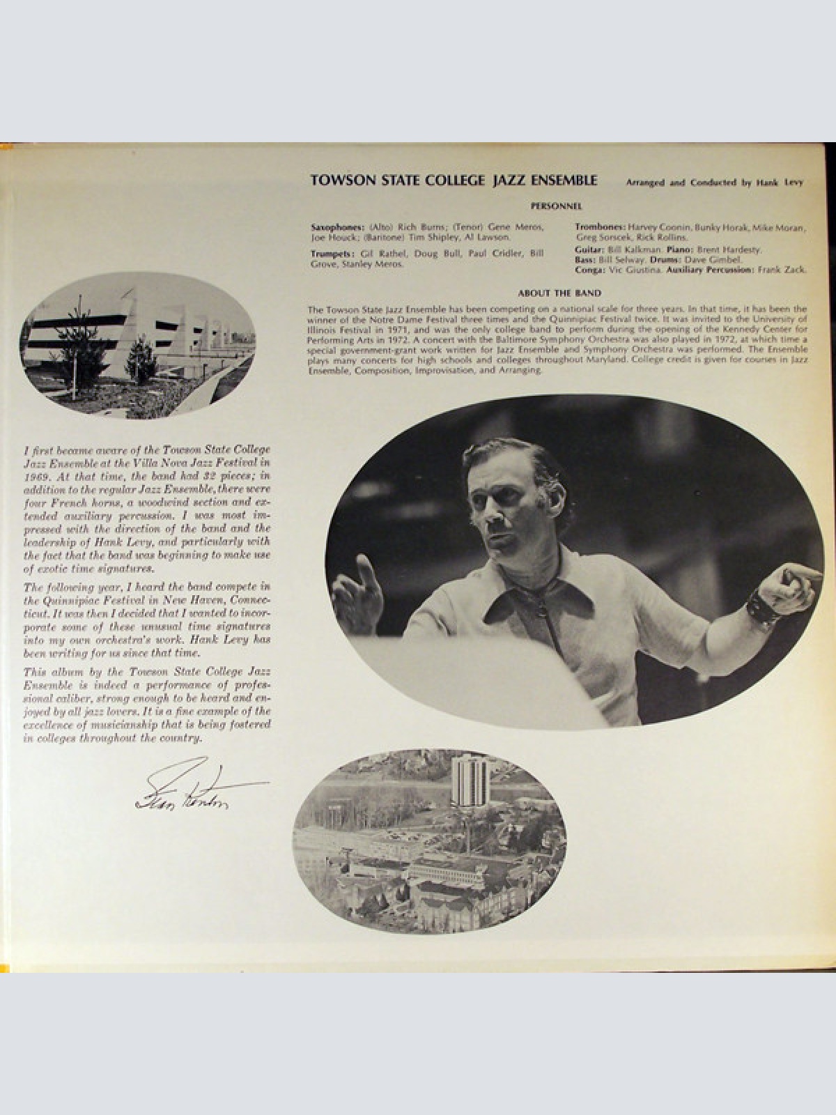 Vinyl / Towson State College Jazz Ensemble*, Henry J. (Hank) Levy* - Jazz