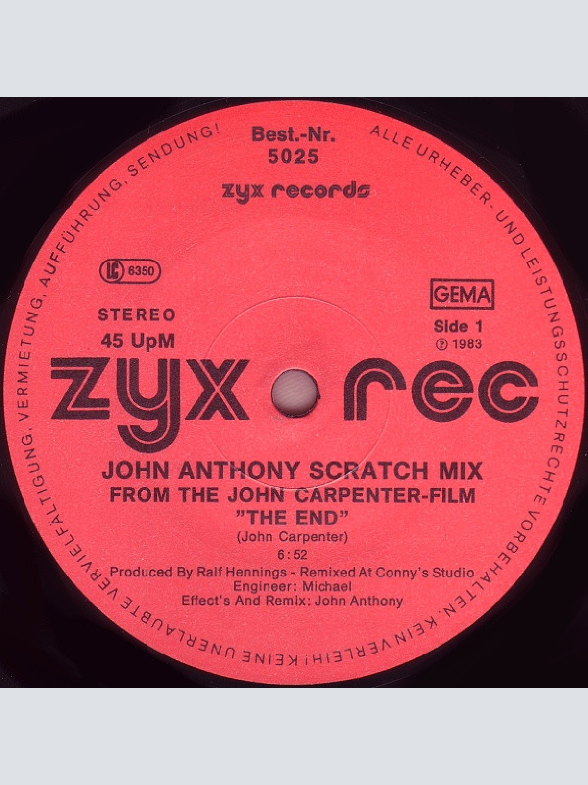 Vinyl / The Splash Band - John Carpenter's The End (Assault On Precinct 13) (New Scratch-Mix)