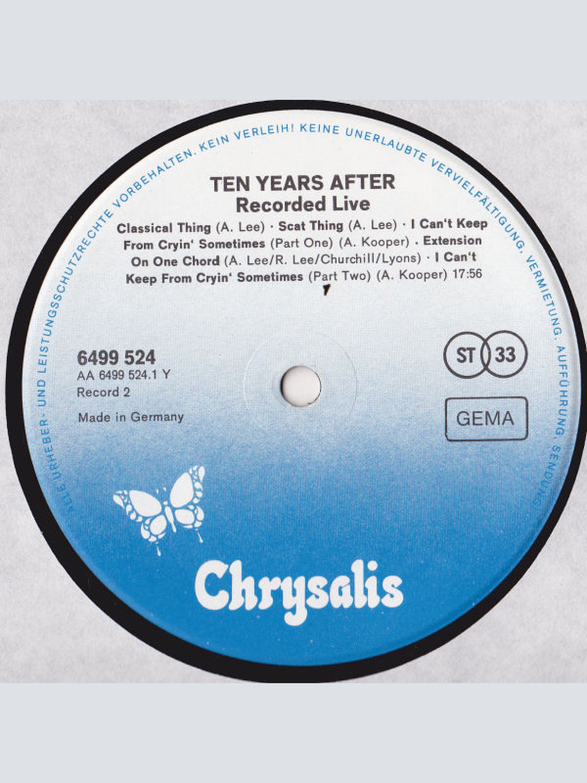 Vinyl / Ten Years After - Recorded Live