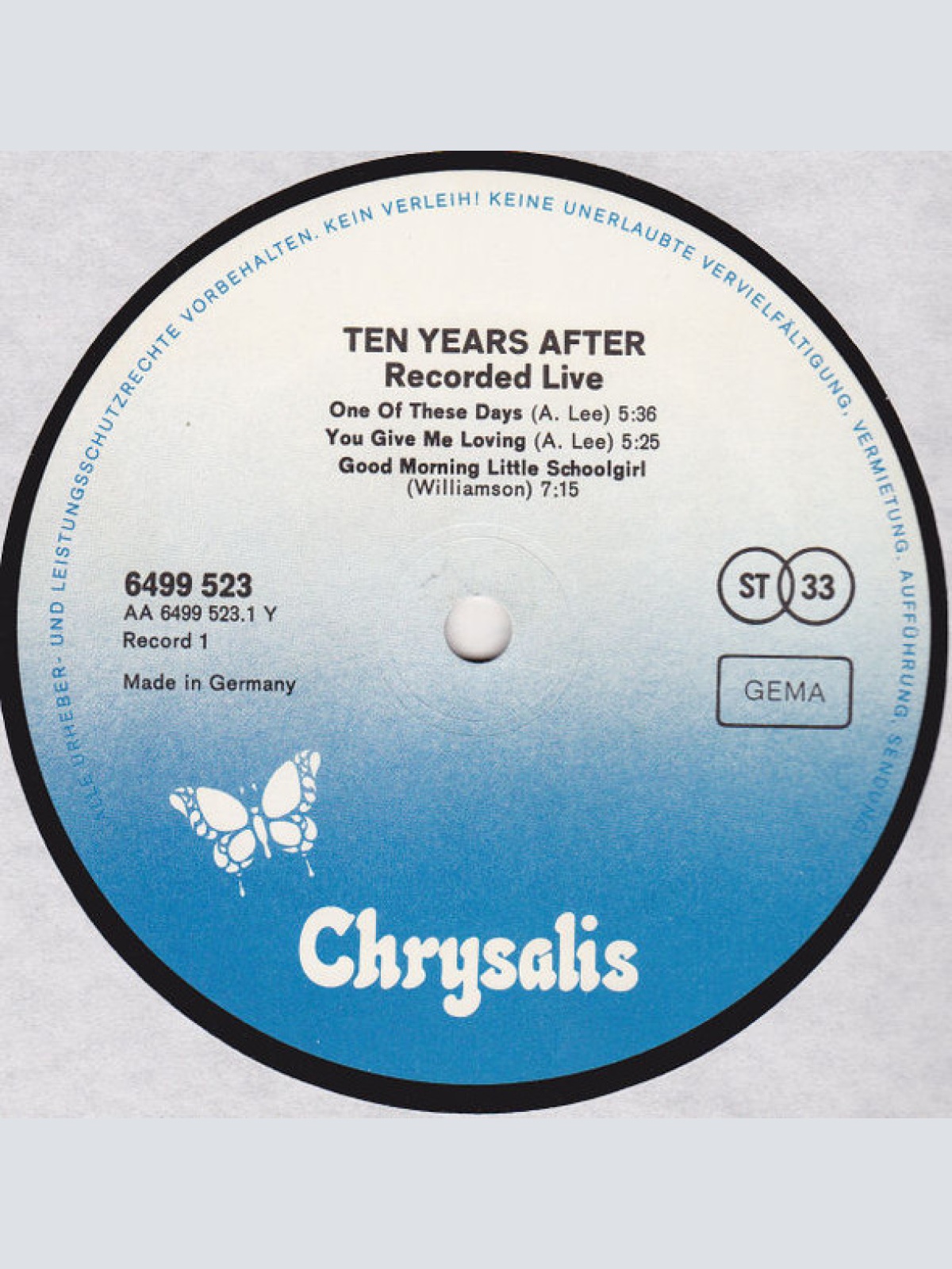 Vinyl / Ten Years After - Recorded Live