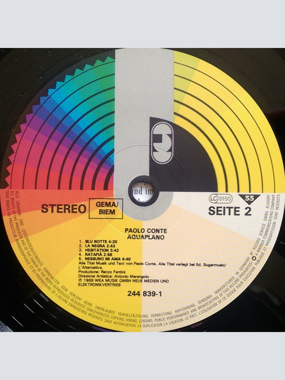 Vinyl / Paolo Conte - Aguaplano