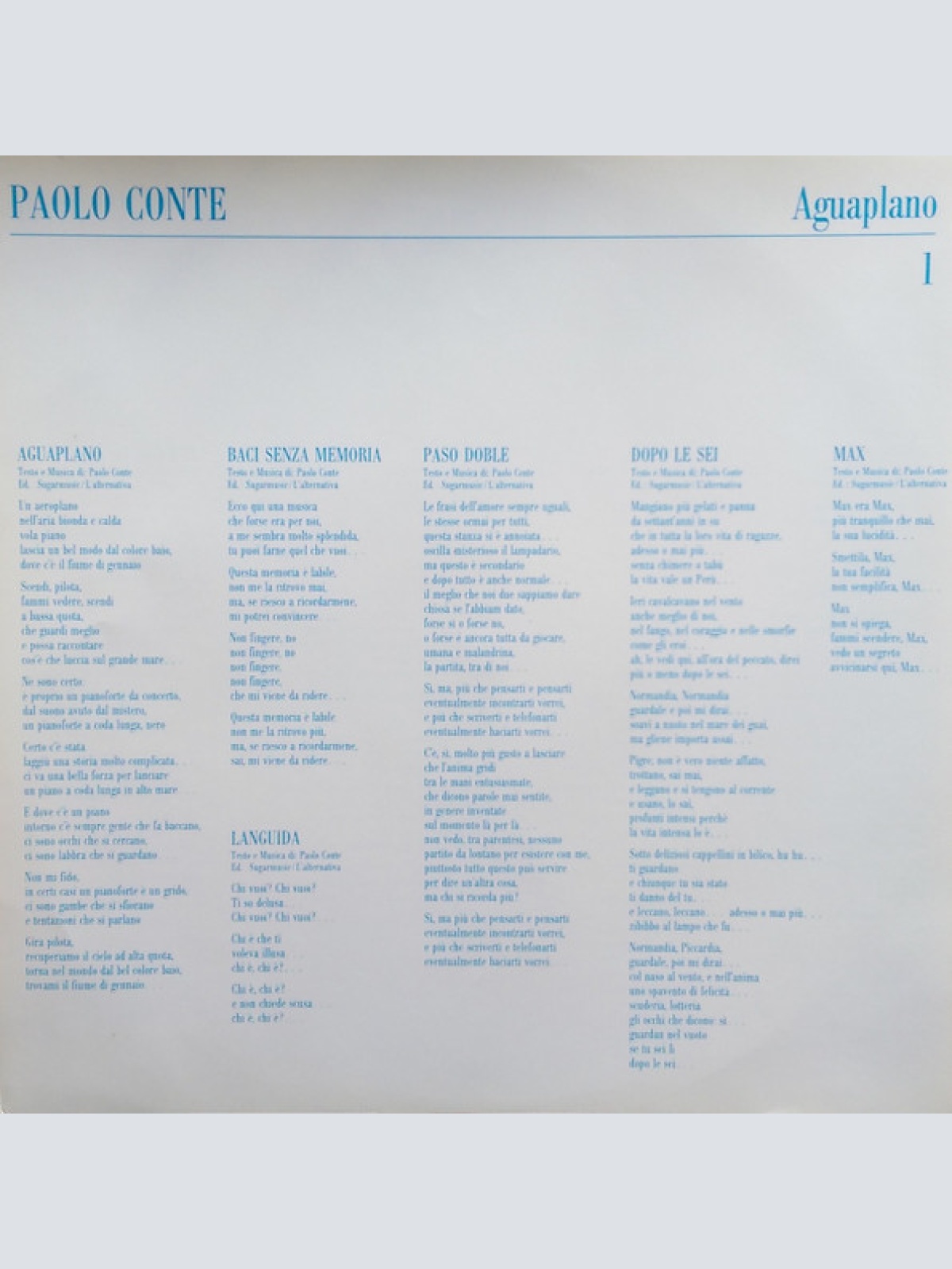 Vinyl / Paolo Conte - Aguaplano