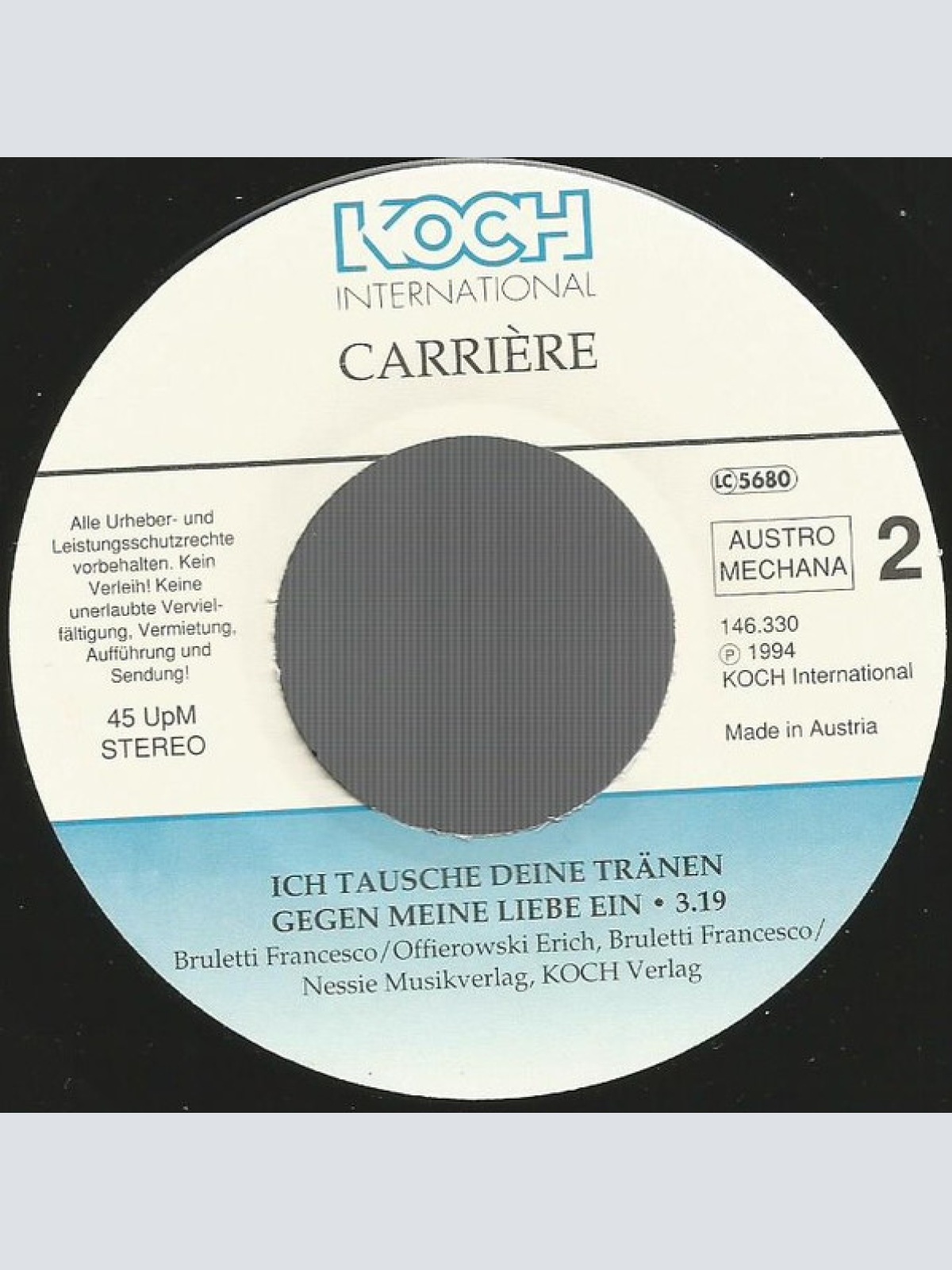 Vinyl / Carrière - Shalala, Du Bist Wieder Da