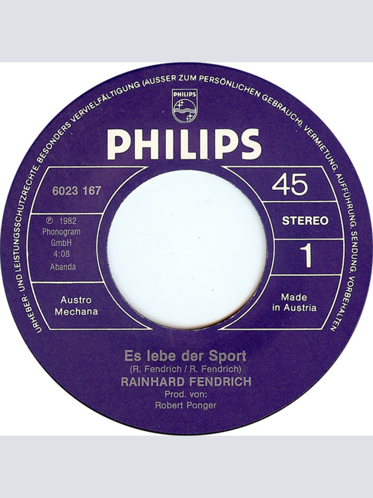 Vinyl / Rainhard Fendrich - Es Lebe Der Sport
