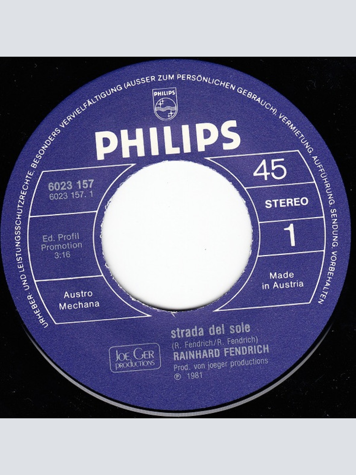 Vinyl / Rainhard Fendrich - Strada Del Sole