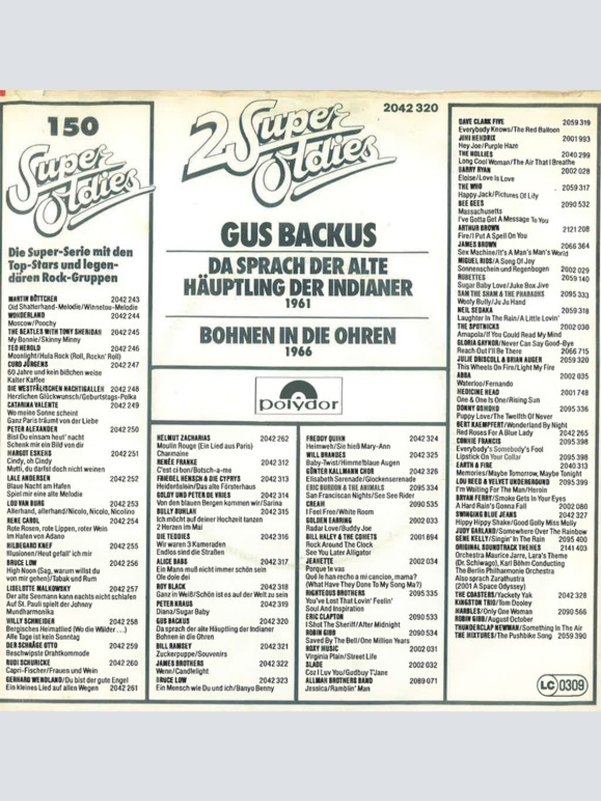 Vinyl / Gus Backus - Da Sprach Der Alte Häuptling Der Indianer 1961 / Bohnen In Die  Ohren 1966