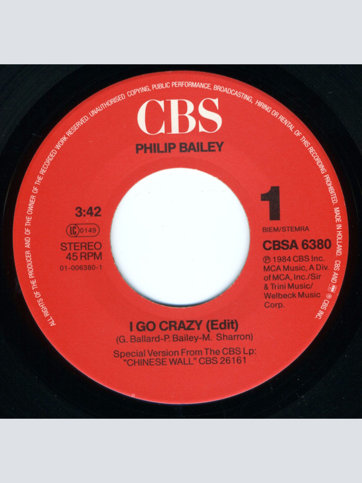 Vinyl / Philip Bailey - I Go Crazy