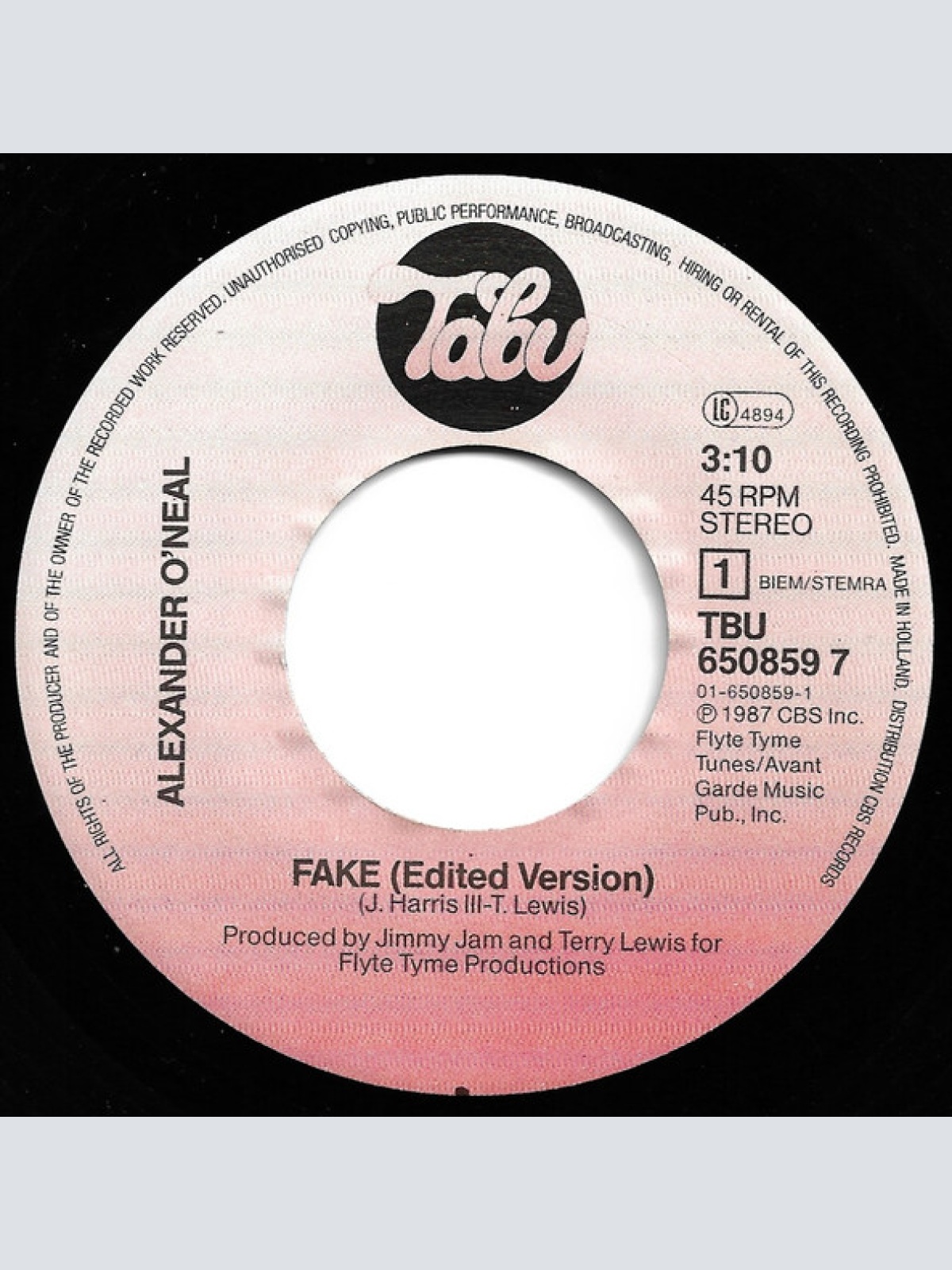 Vinyl / Alexander O'Neal - Fake