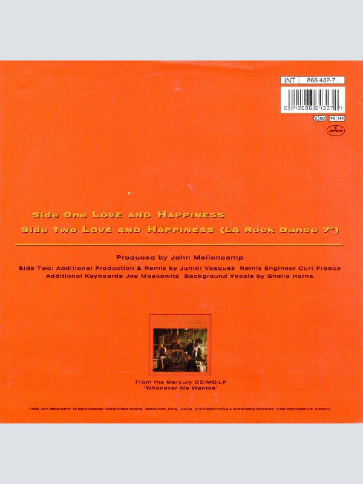 Vinyl / John Mellencamp* - Love And Happiness