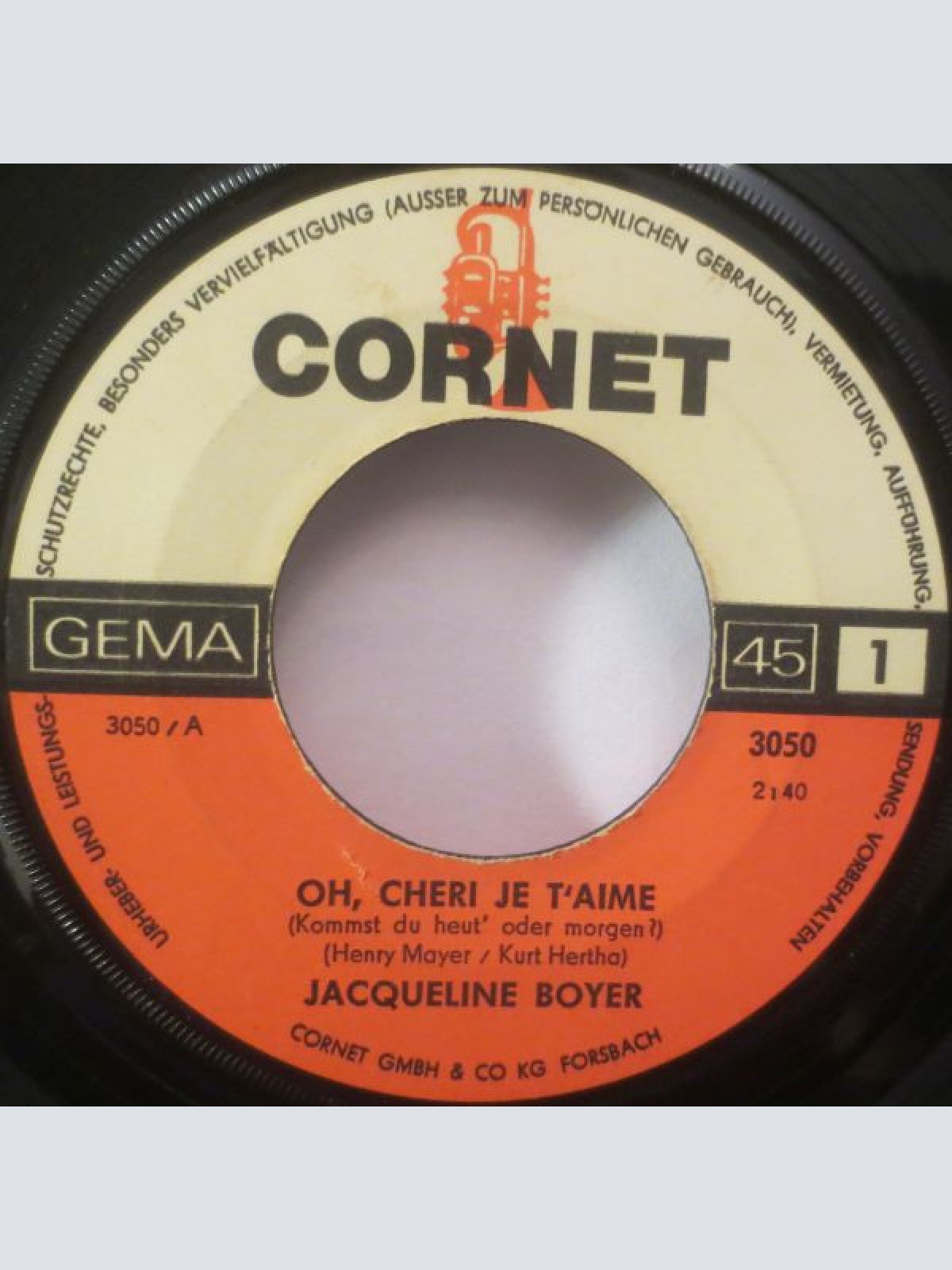 Vinyl / Jacqueline Boyer - Oh, Cheri Je T'aime / Was In Cannes Begann