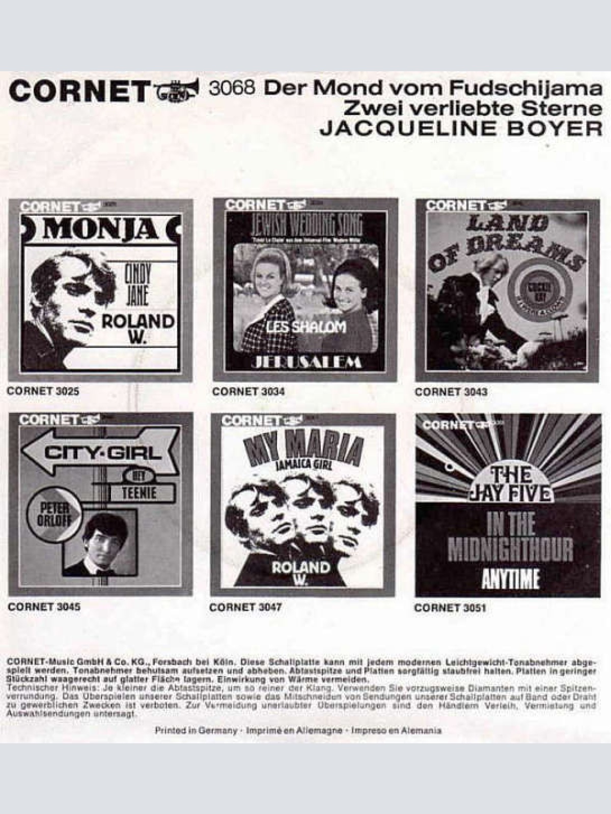 Vinyl / Jacqueline Boyer - Der Mond Vom Fudschijama / Zwei Verliebte Sterne