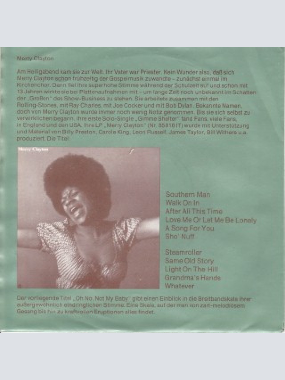 Vinyl / Merry Clayton - Oh No, Not My Baby / Suspicious Minds