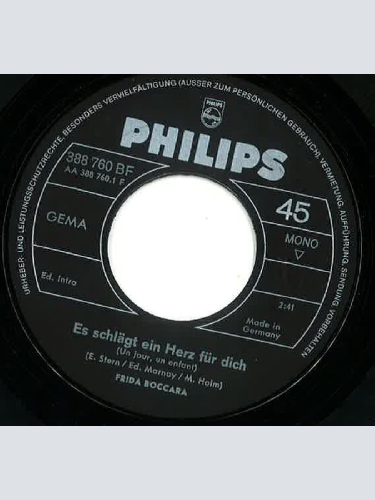 Vinyl / Frida Boccara - Es Schlägt Ein Herz Für Dich