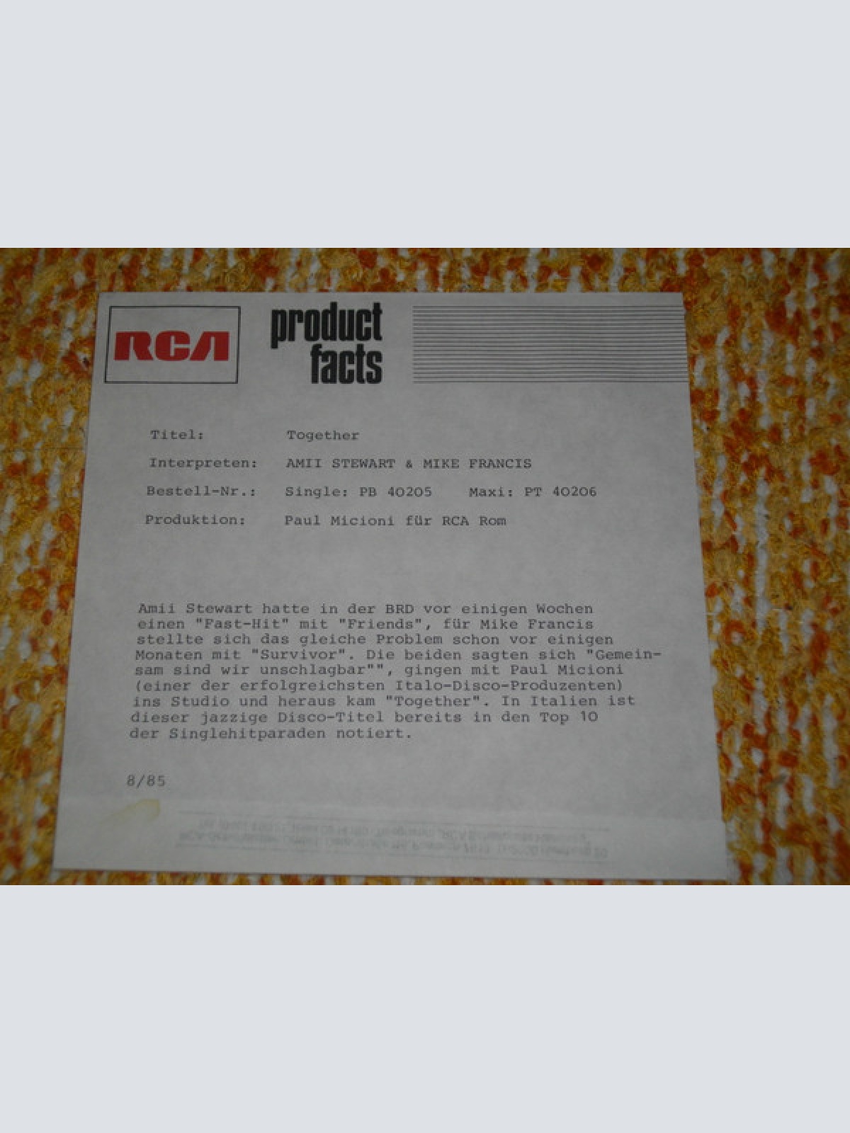 Vinyl / Amii Stewart And Mike Francis - Together