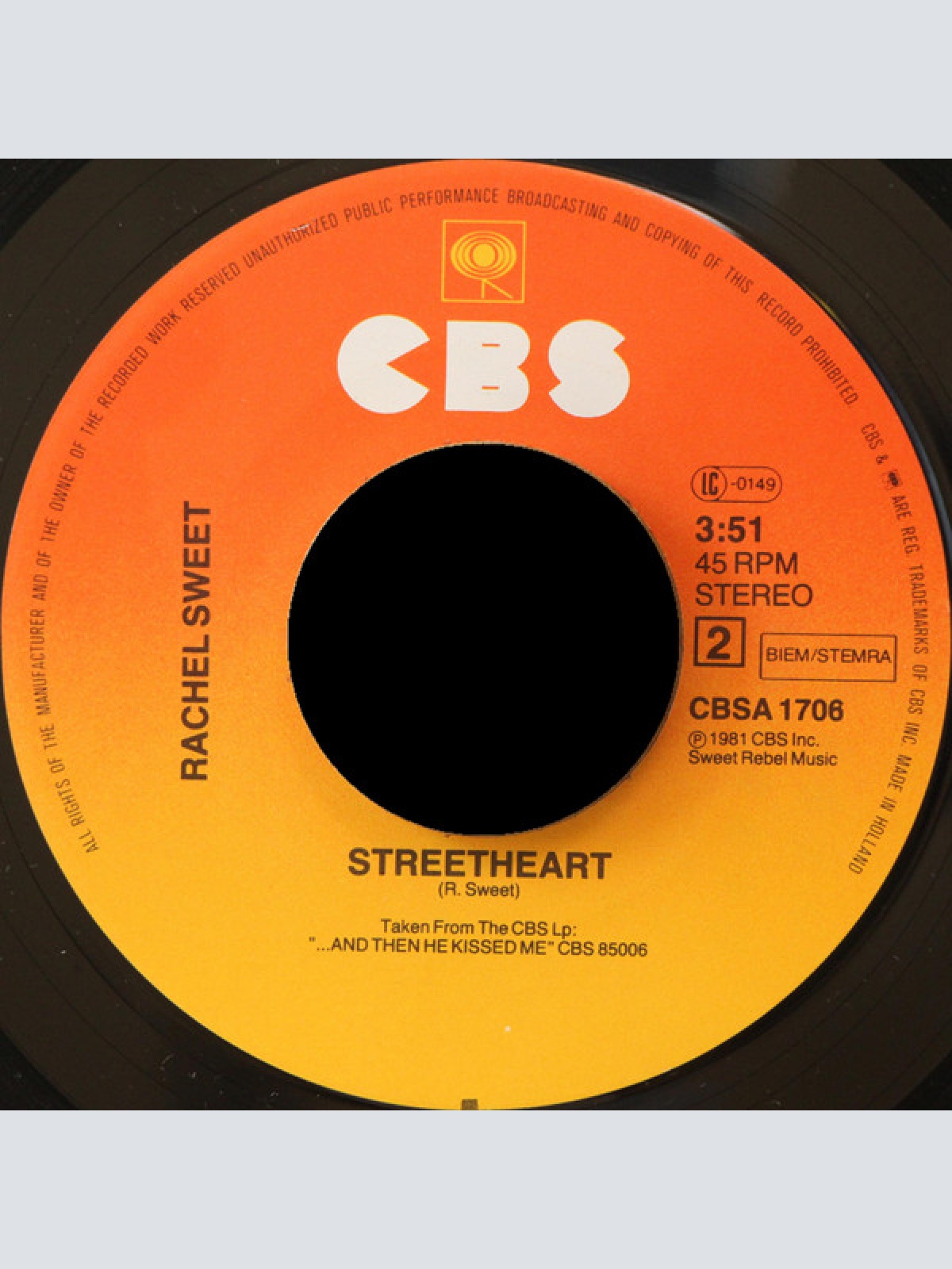 Vinyl / Rachel Sweet - Then He Kissed Me - Be My Baby