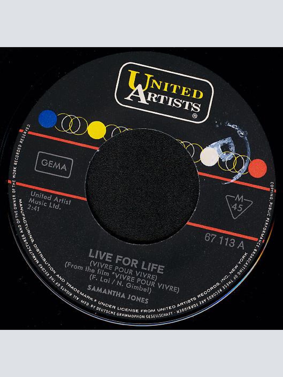 Vinyl / Samantha Jones - Live For Life / Why Can't I Remember (To Forget You)