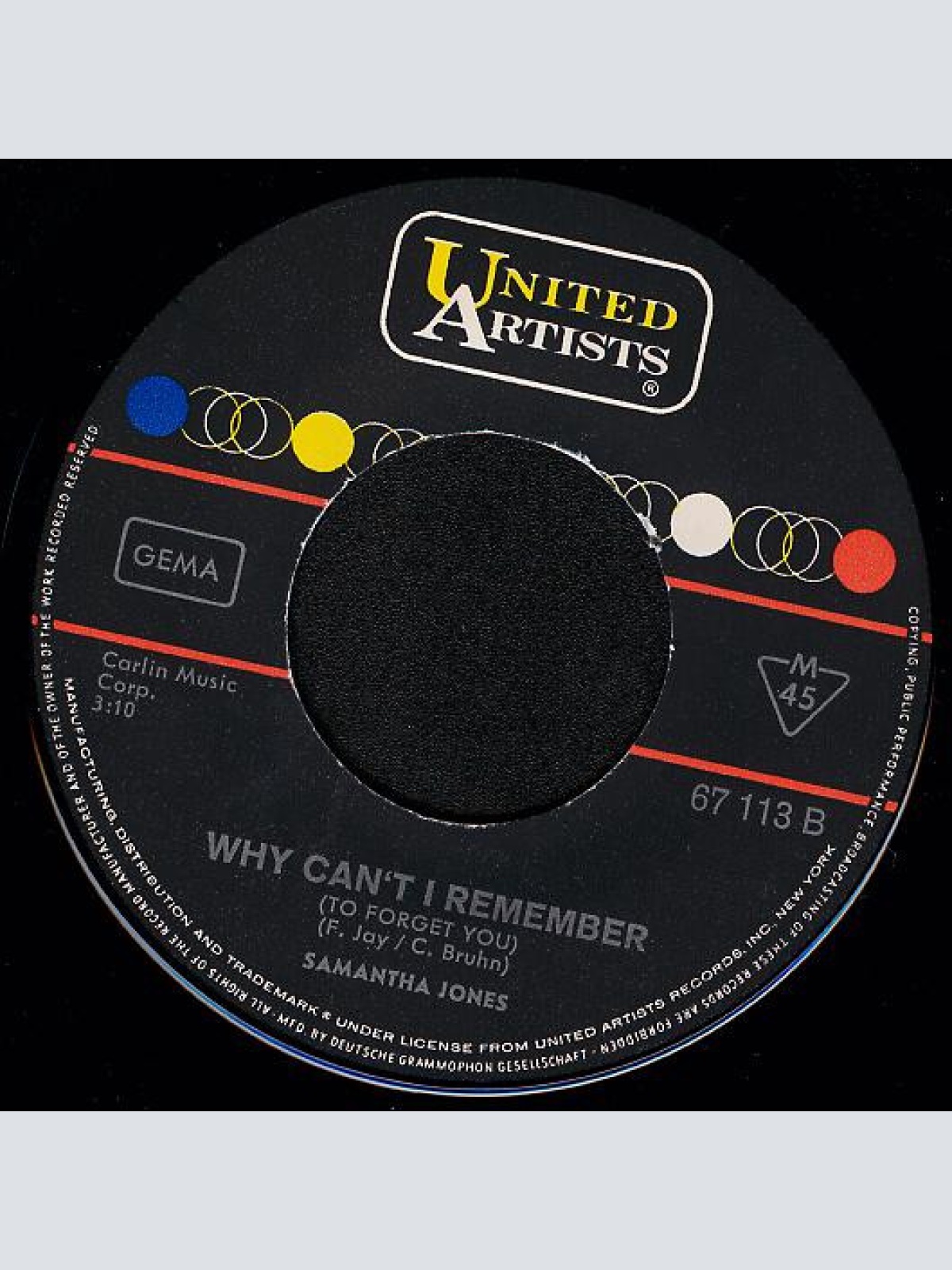 Vinyl / Samantha Jones - Live For Life / Why Can't I Remember (To Forget You)
