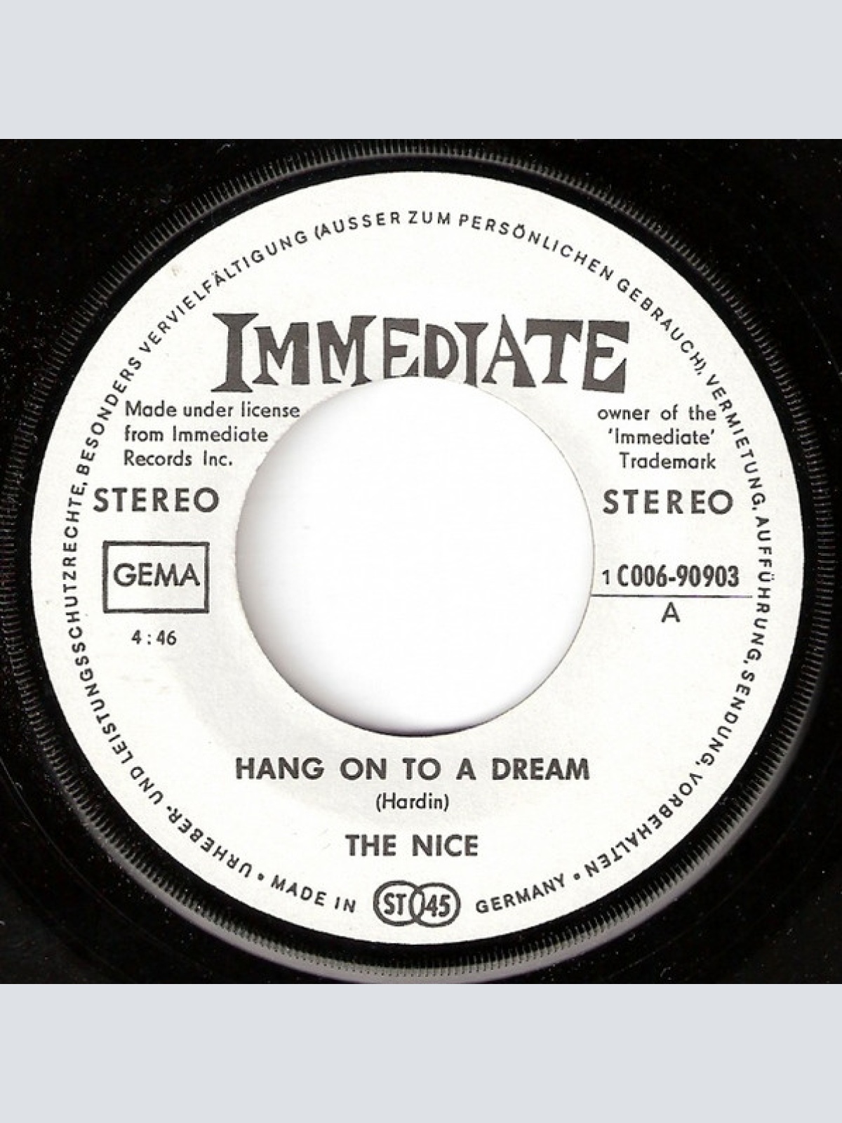 Vinyl / The Nice - Hang On To A Dream / Diary Of An Empty Day