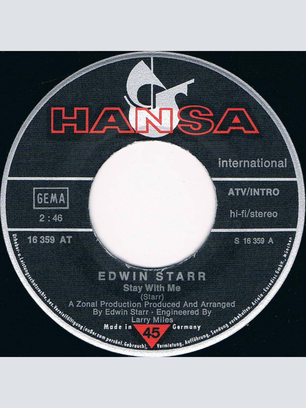 Vinyl / Edwin Starr - Stay With Me / I'll Never Forget You