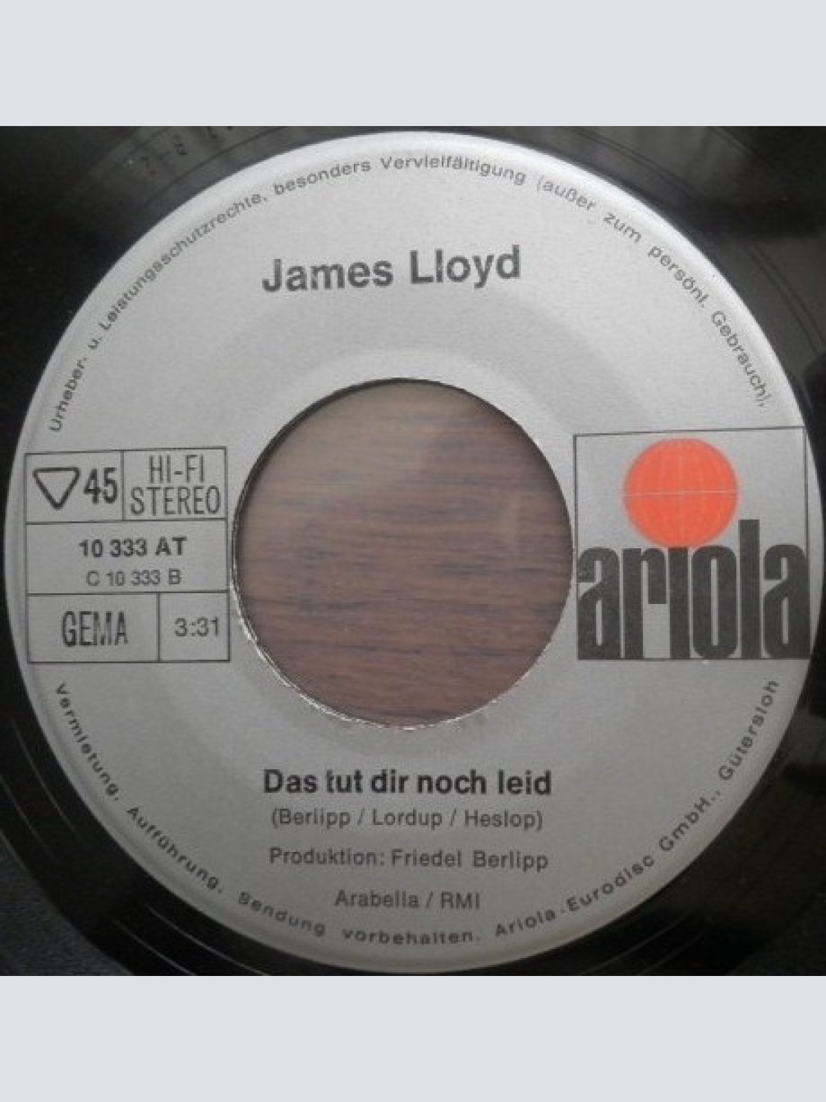 Vinyl / James Lloyd - Was Ich Tat, Tat Ich Nur Für Maria (I Did What I Did For Maria)