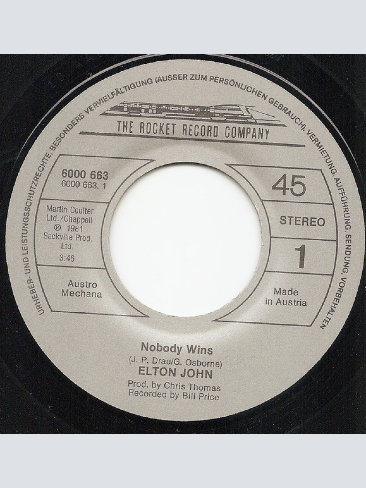 Vinyl / Elton John - Nobody Wins