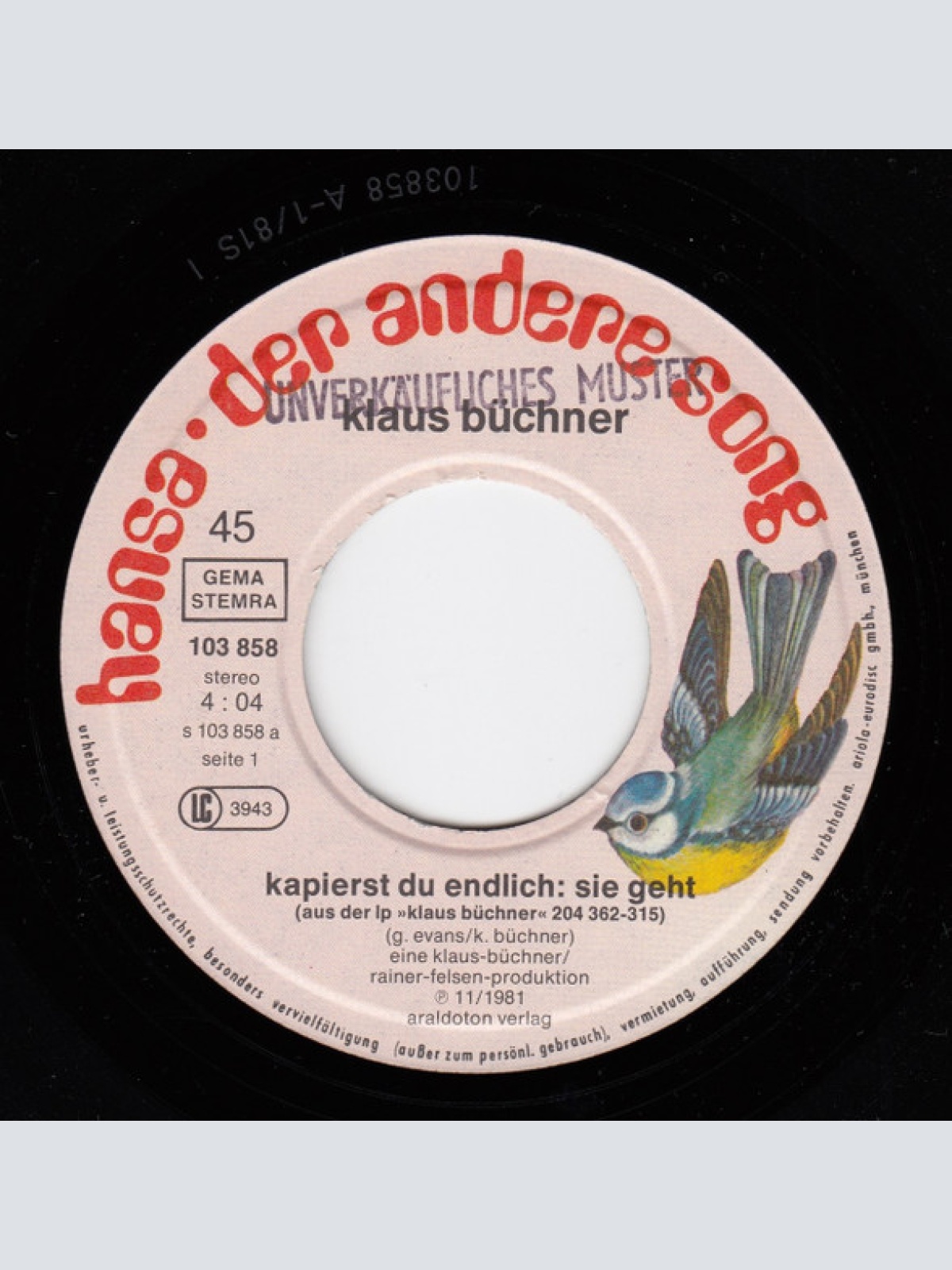 Vinyl / Klaus Büchner - Sie Geht