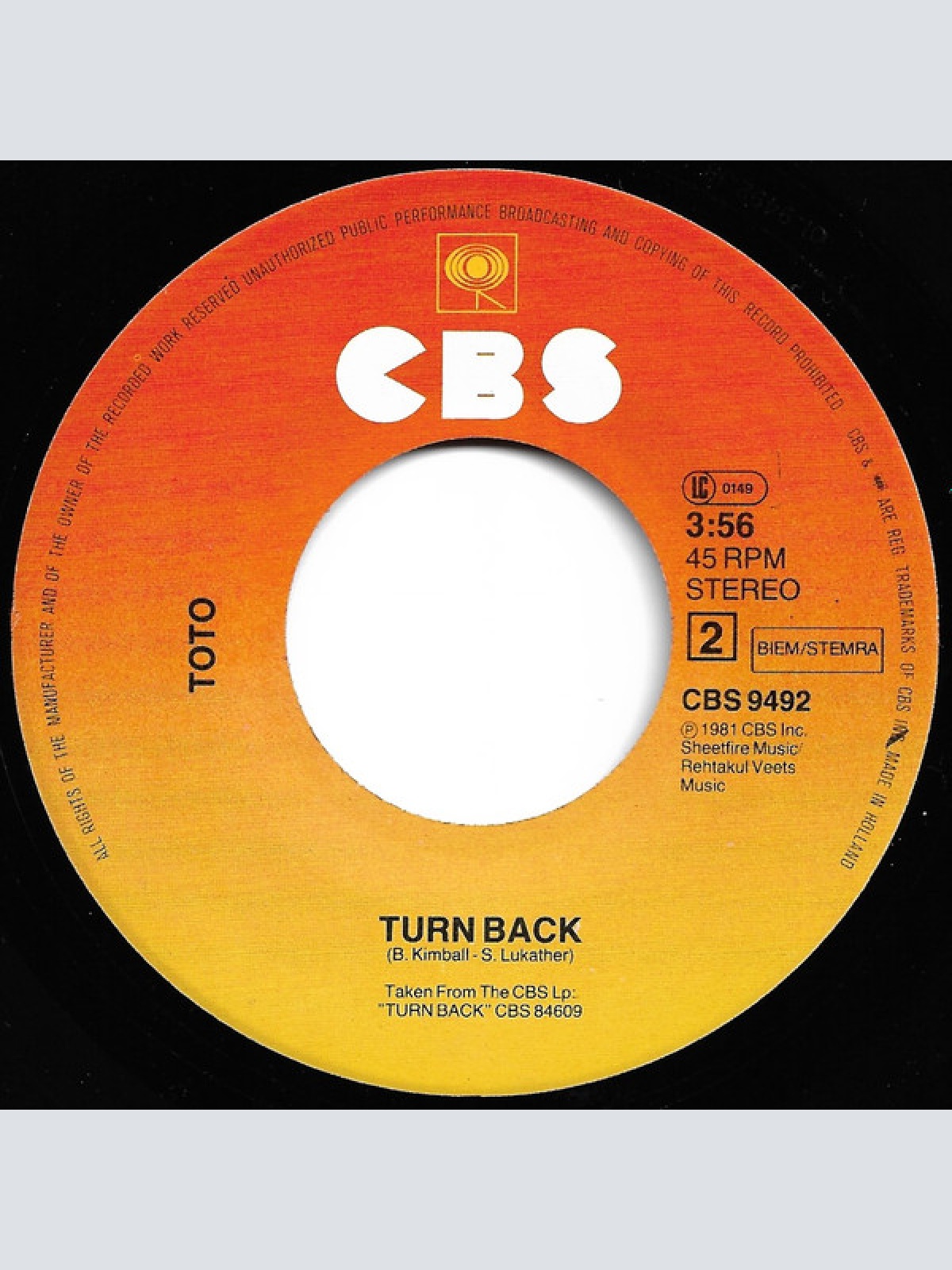 Vinyl / Toto - Goodbye Elenore