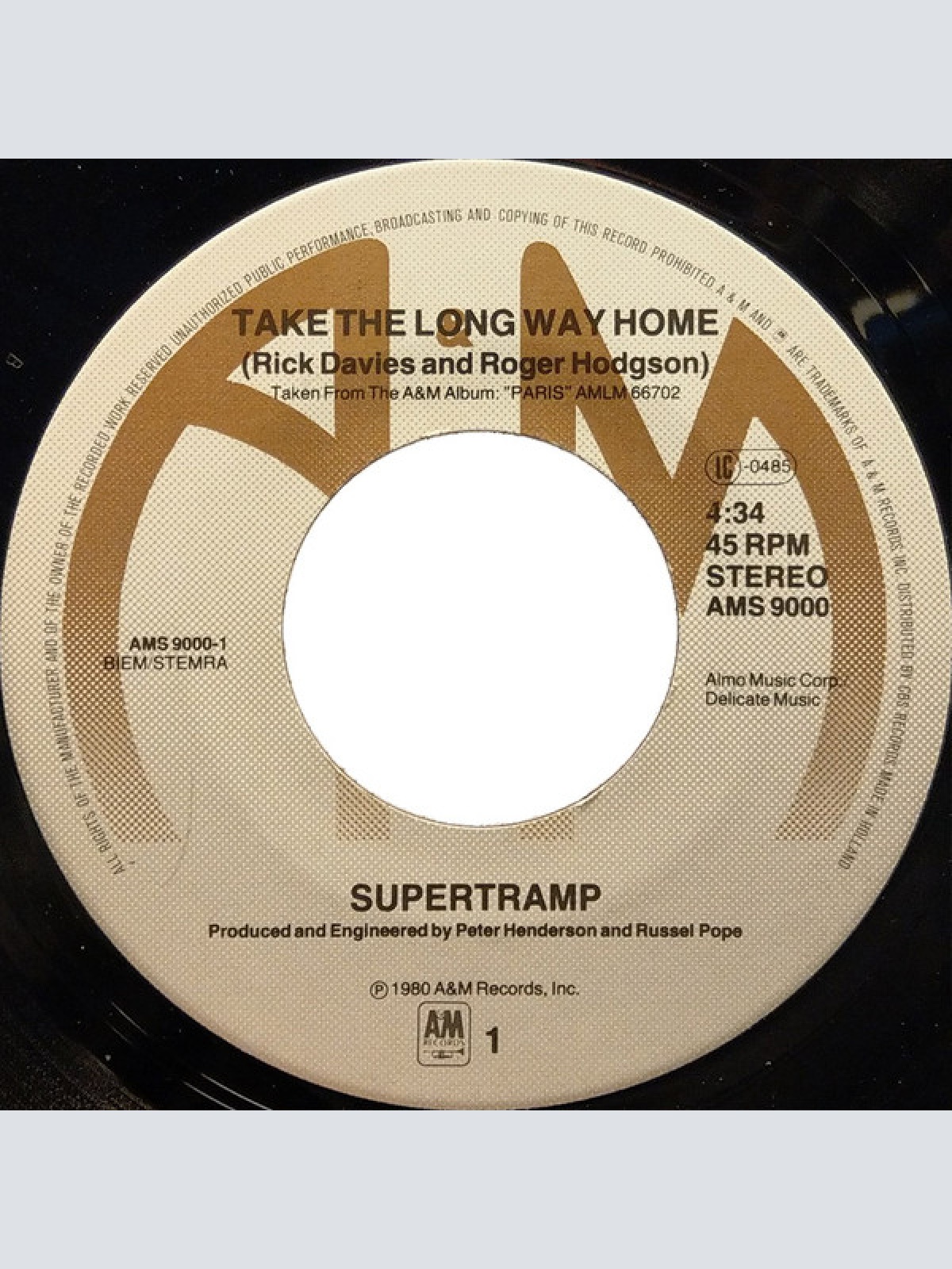 Vinyl / Supertramp - Take The Long Way Home [Live Version]