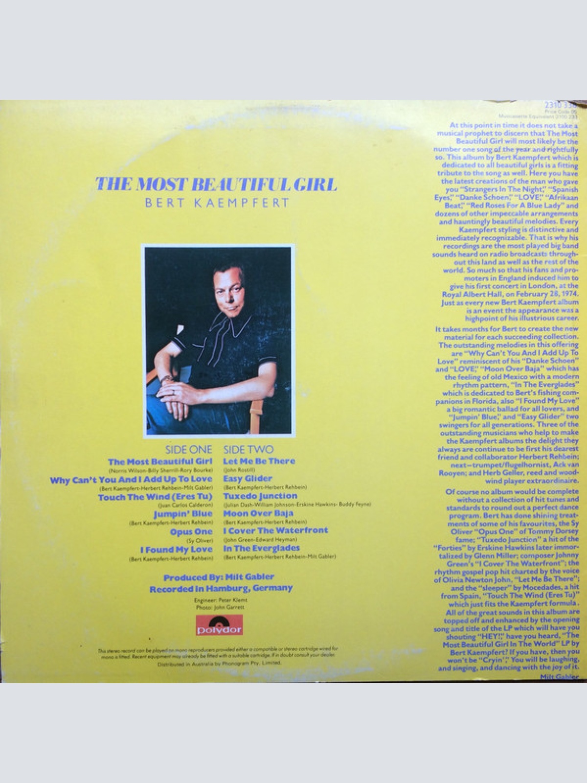 Vinyl / Bert Kaempfert - The Most Beautiful Girl