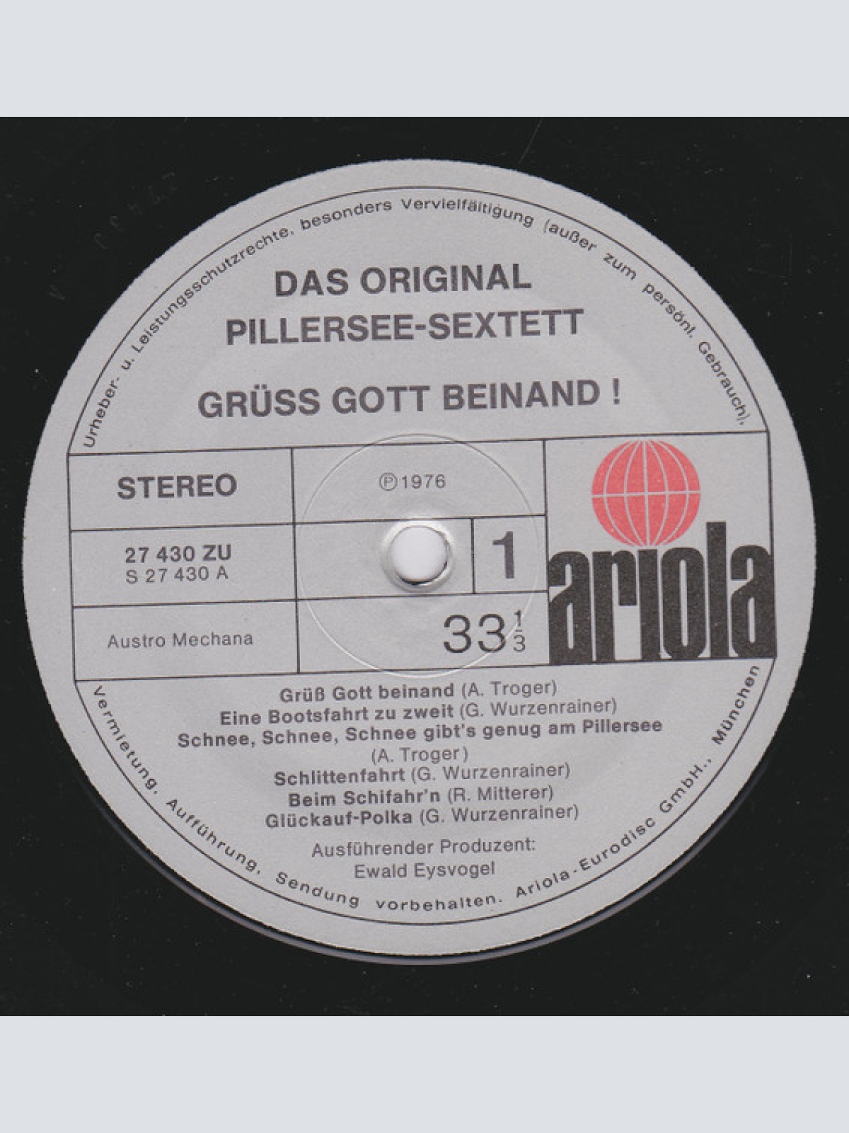 Vinyl / Das Pillersee-Sextett* - Grüß Gott Beinand!