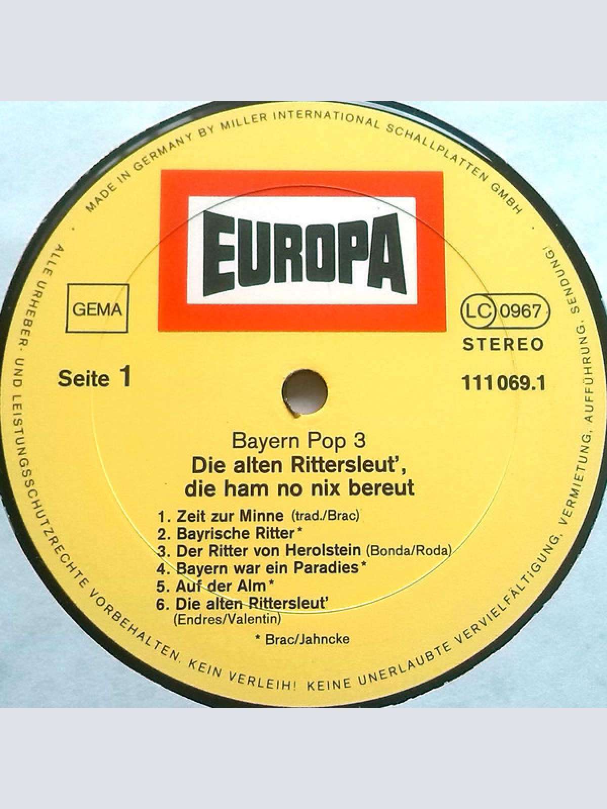 Vinyl / Peter Steiner, Ferdl Und Die Oberbayrischen Lanzenbrecher - Bayern Pop 3: Die Alten Rittersleut, Die Ham No Nix Bereut