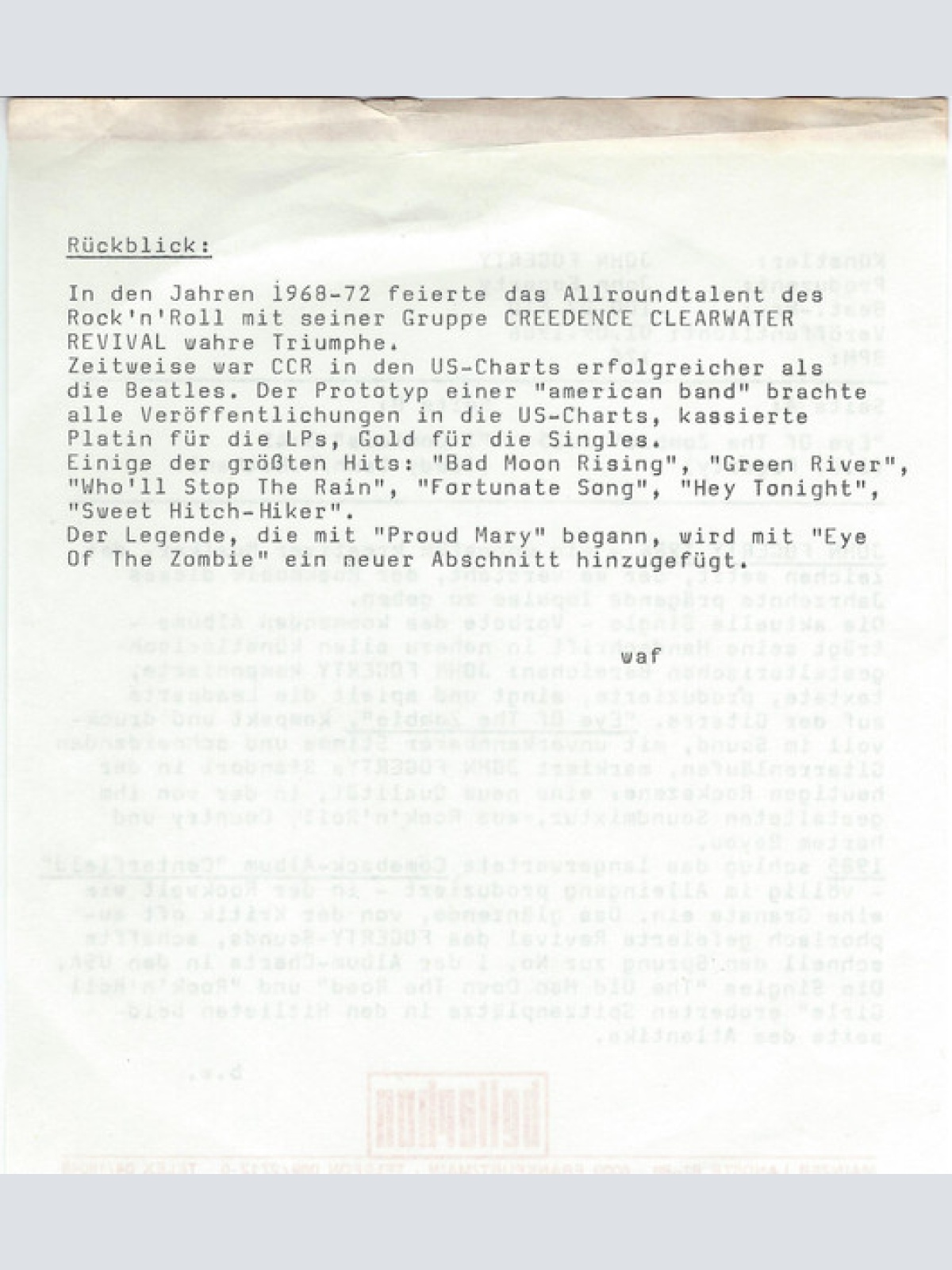 Vinyl / John Fogerty - Eye Of The Zombie