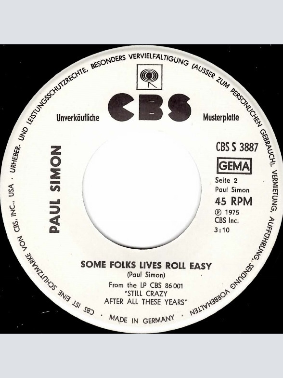 Vinyl / Paul Simon - 50 Ways To Leave Your Lover / Some Folks Lives Roll Easy