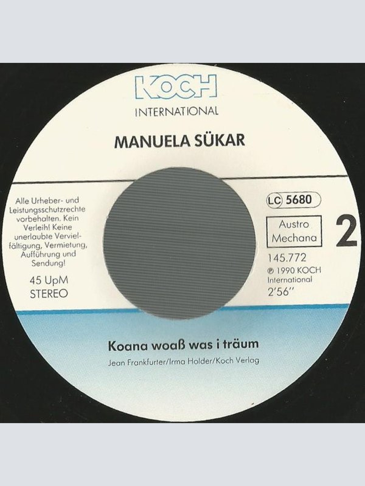 Vinyl / Manuela Sükar - Des Derf Net Wahr Sein