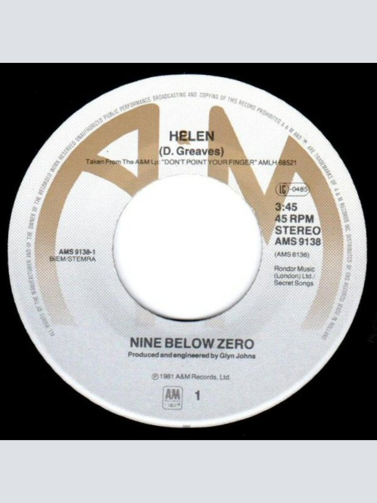 Vinyl / 9 Below Zero* - Helen