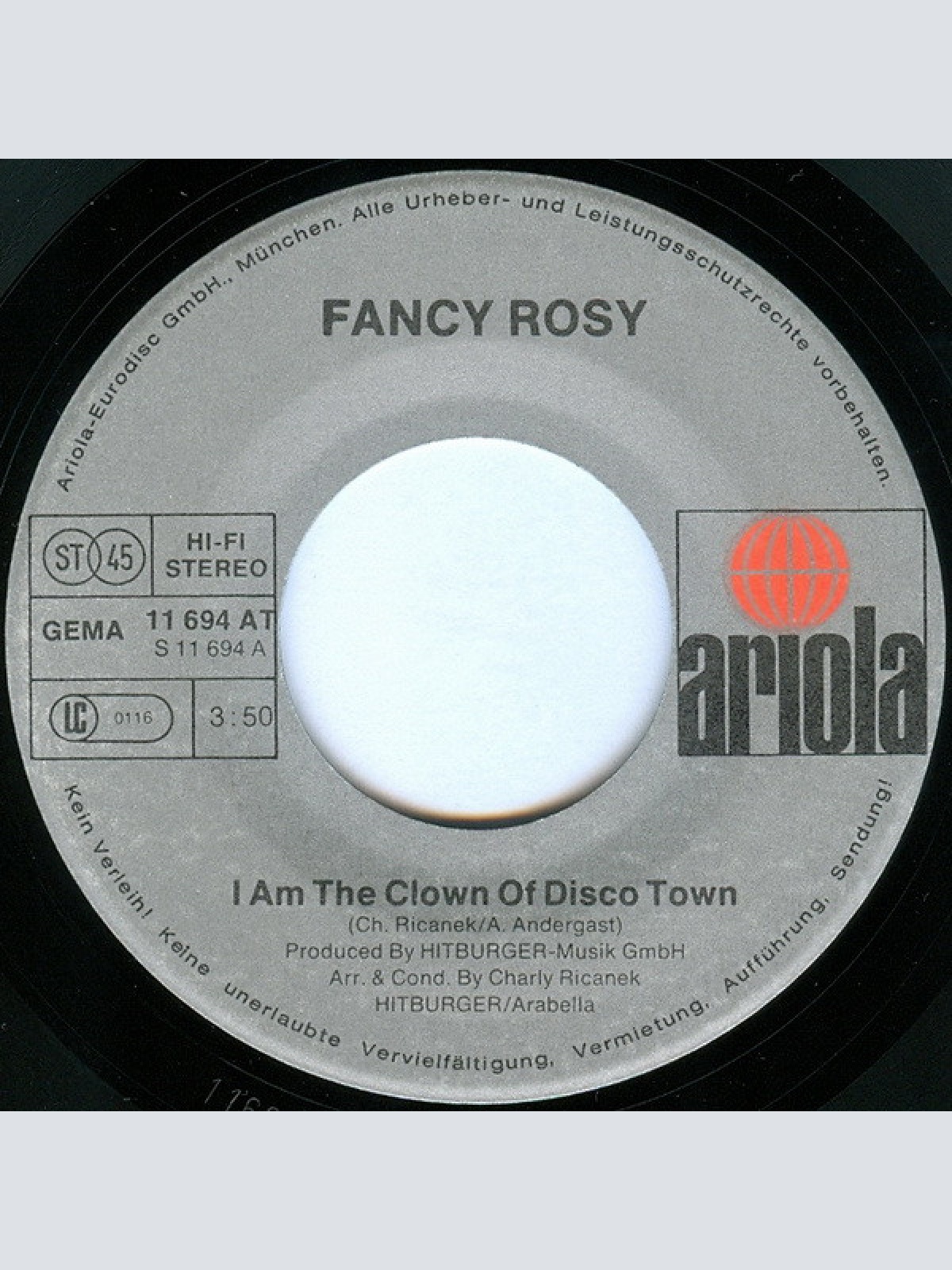 Vinyl / Fancy Rosy - I Am The Clown Of Disco Town / Punk Police