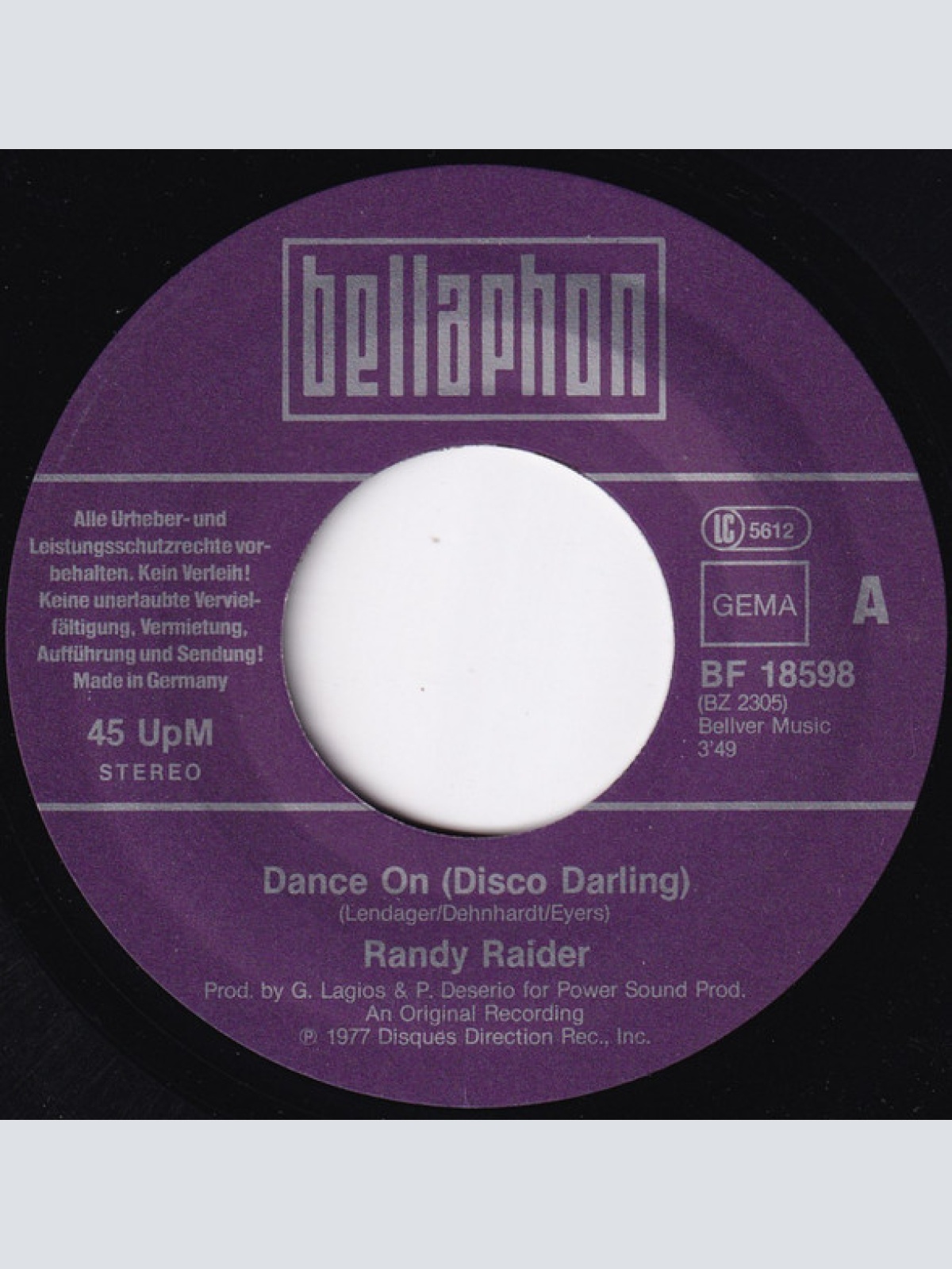 Vinyl / Randy Raider - Dance On (Disco Darling)