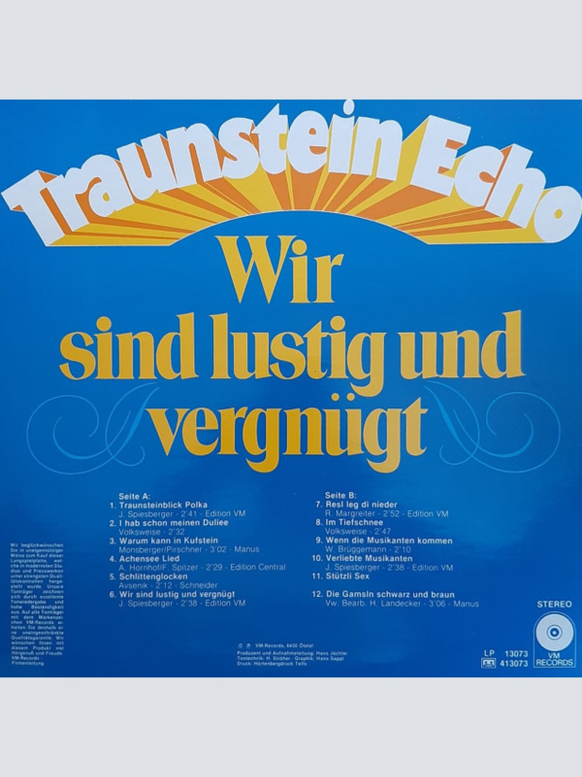 Vinyl / Traunstein Echo - Wir Sind Lustig Und Vergnügt!